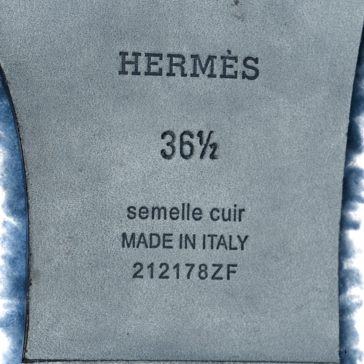 Hermes Woolskin Oran Sandals 36.5 Bleu 6 of 8