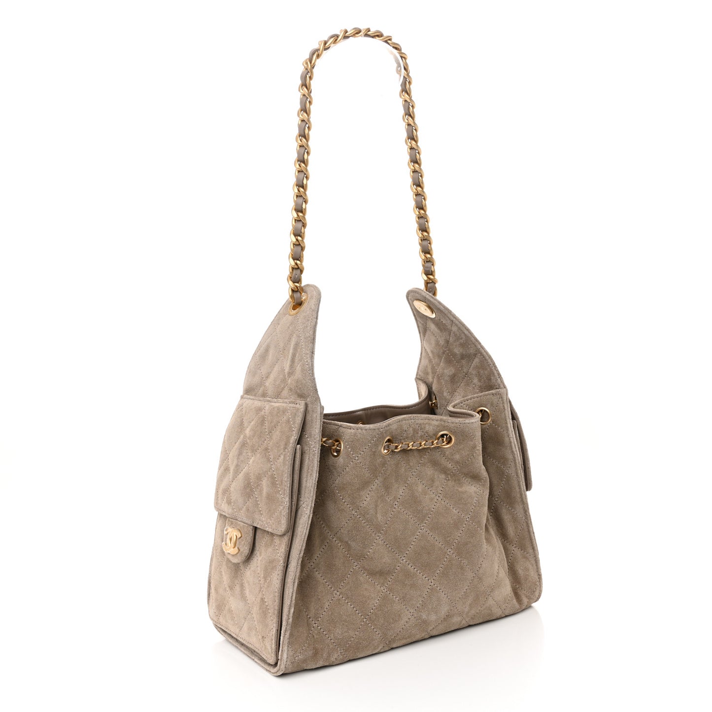 Suede Quilted Small Chanel 25 Handbag Dark Grey