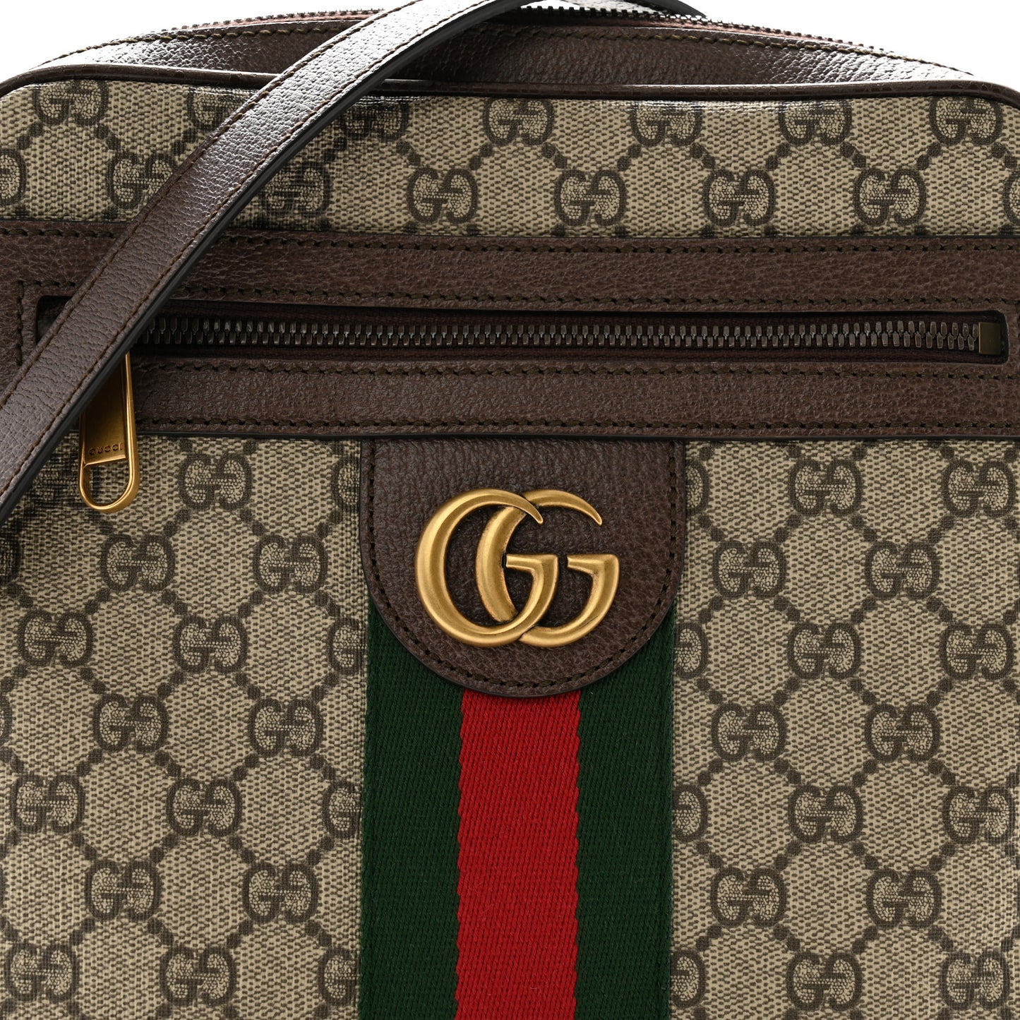 GG Supreme Monogram Web Small Ophidia Messenger Bag Brown