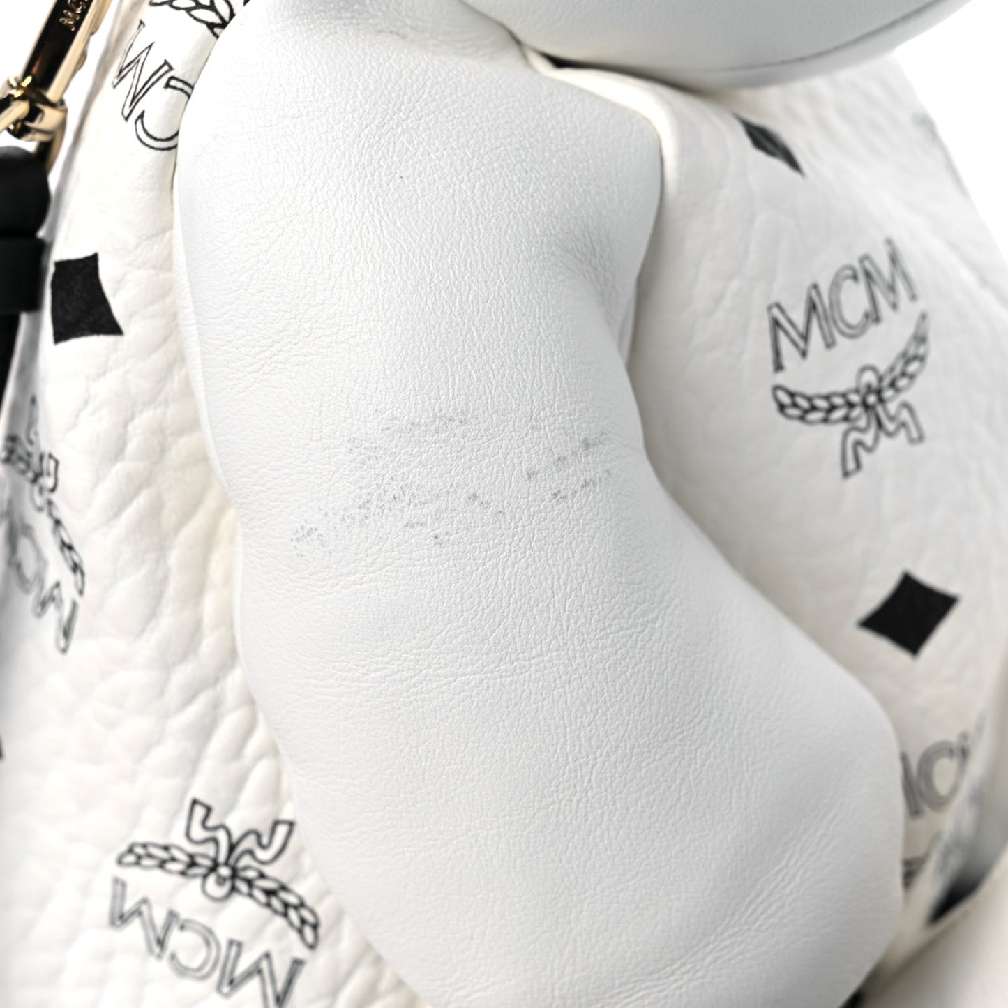 Calfskin Visetos Rabbit Zoo Doll Crossbody White