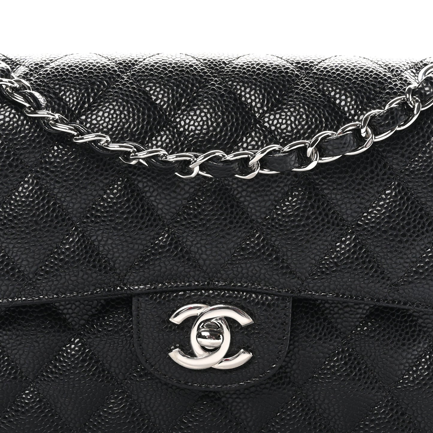 Caviar Quilted Small Double Flap Black
