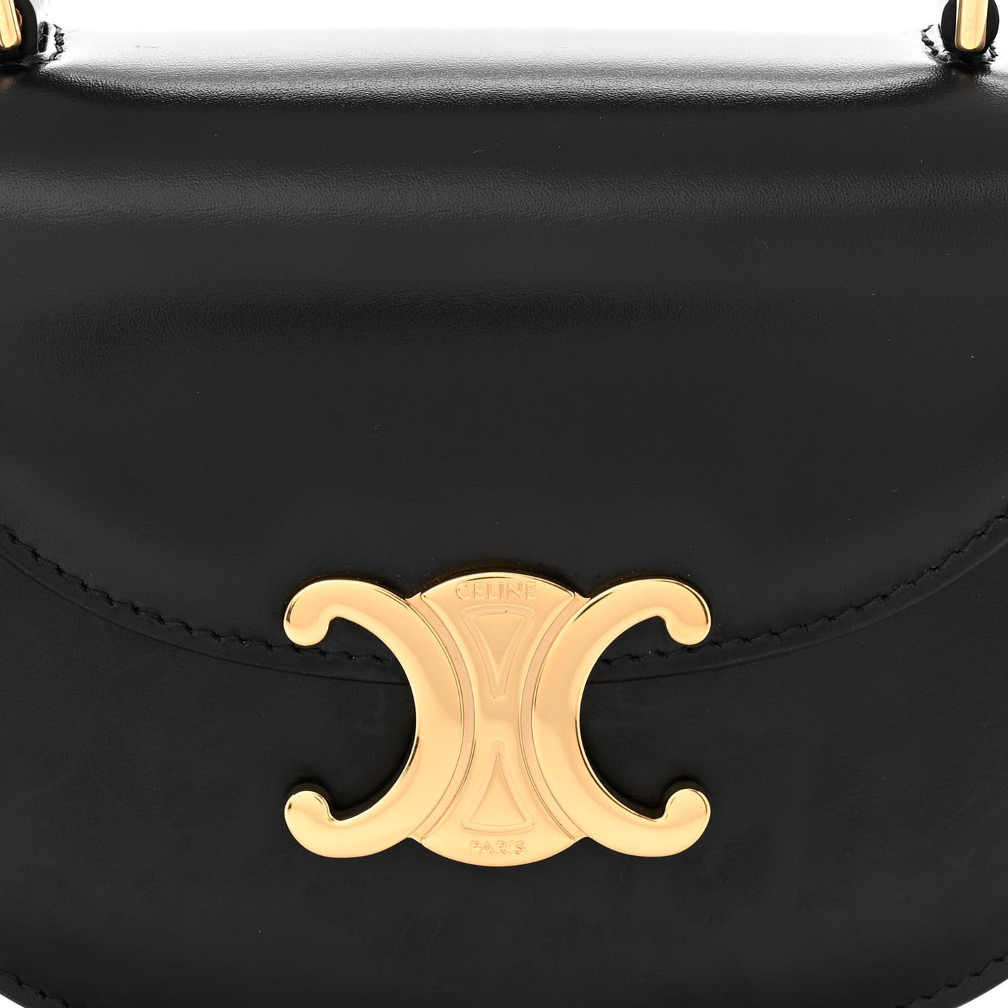 Shiny Calfskin Triomphe Mini Besace Clea Black
