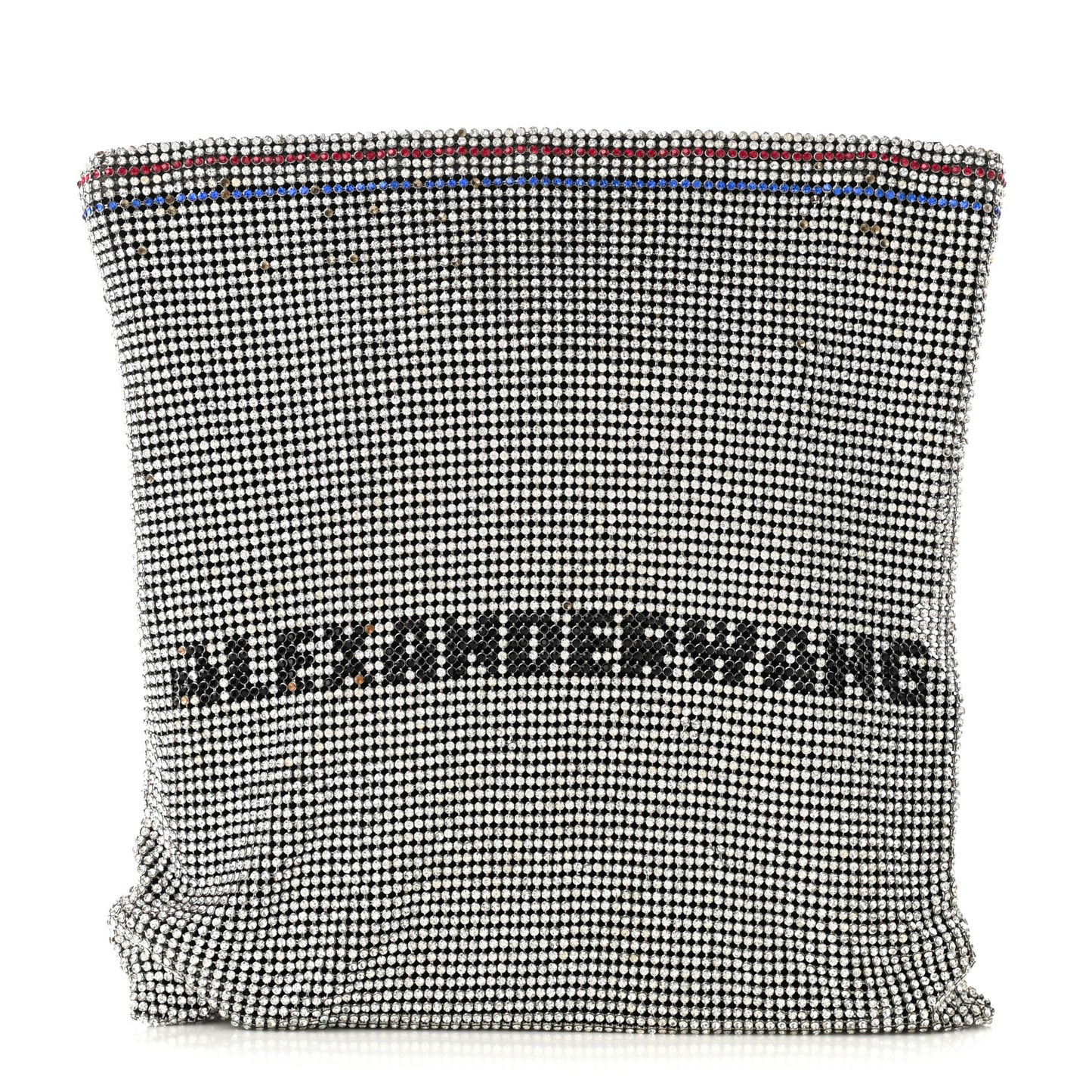 Rhinestone Chain Mesh Wanglock Logo Pouch Silver Multicolor