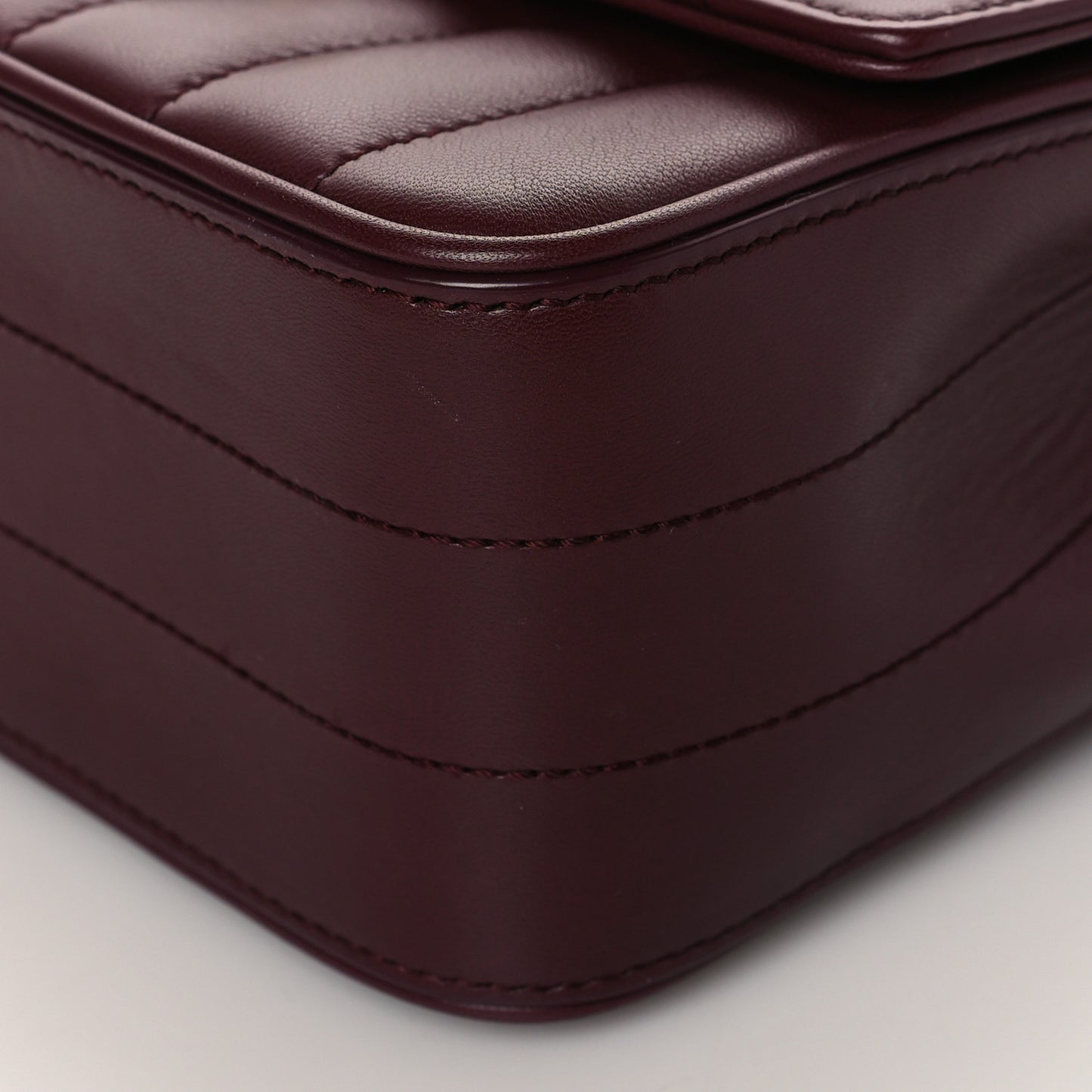 Lambskin Matelasse Monogram Medium Vicky Chain Bag Dark Legion Red