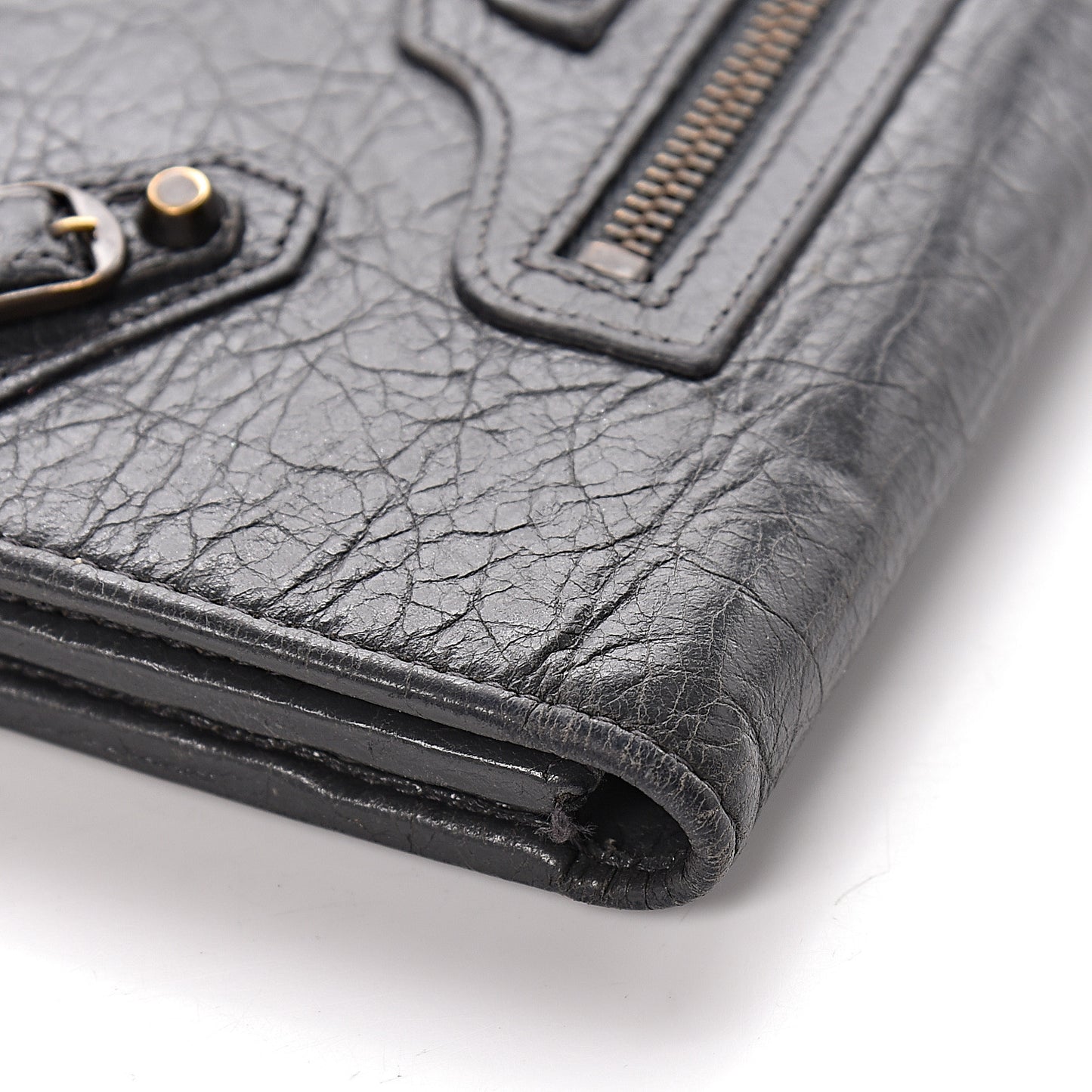 Agneau Classic Hardware Money Wallet Gris Fossile