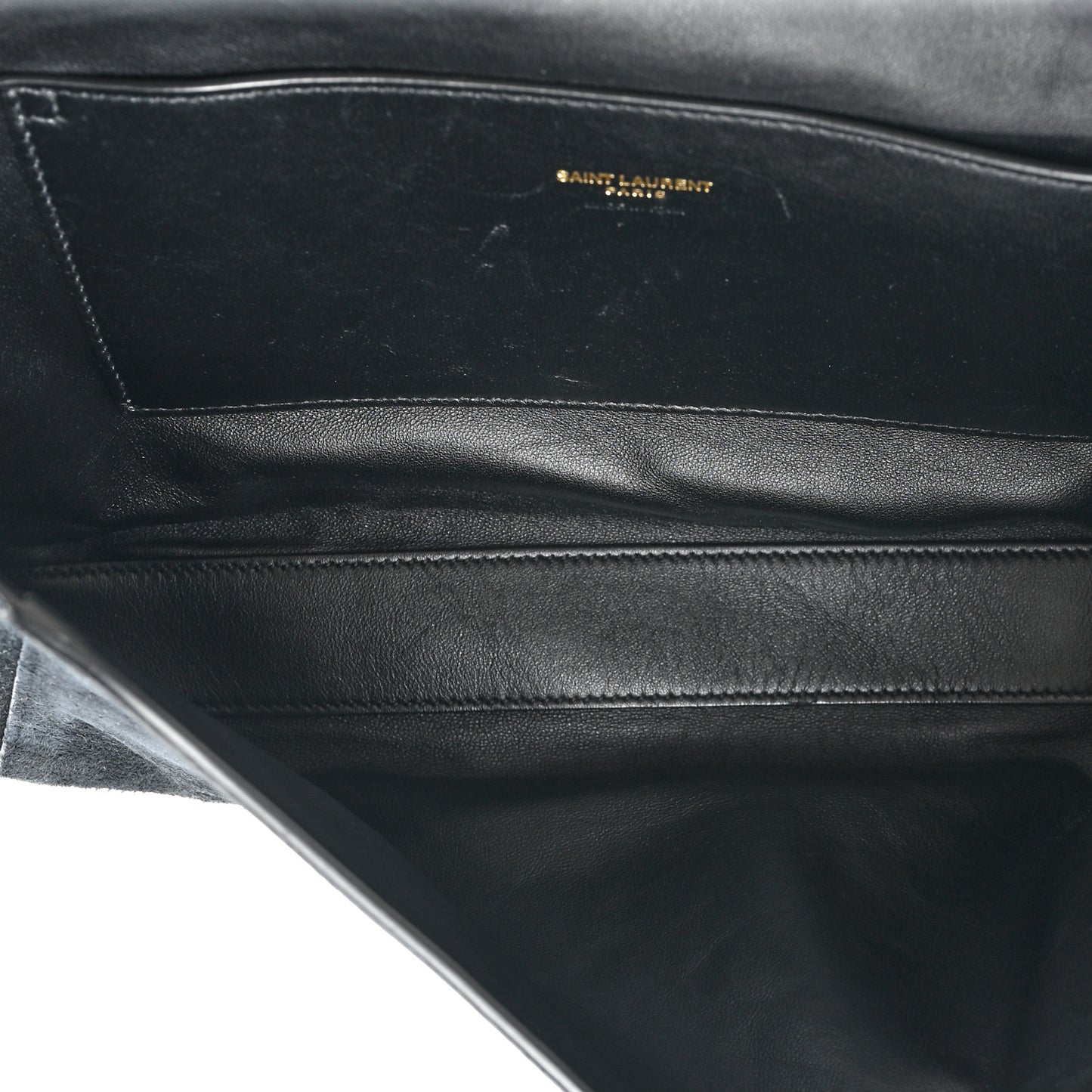 Smooth Calfskin Suede Medium Reversible Monogram Kate Satchel Black