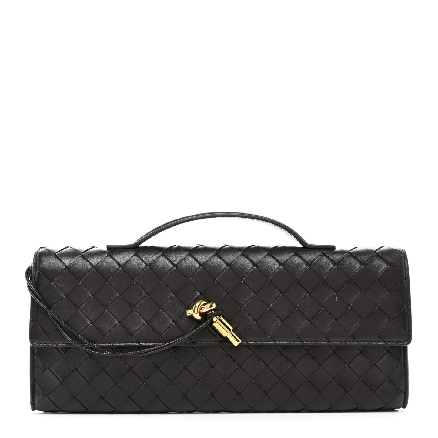Nappa Intrecciato Long Andiamo Top Handle Clutch Fondant