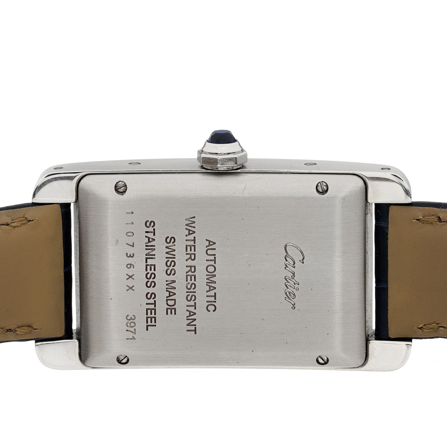 Cartier Stainless Steel Alligator 22mm Tank Americaine Automatic Watch Blue 4 of 5