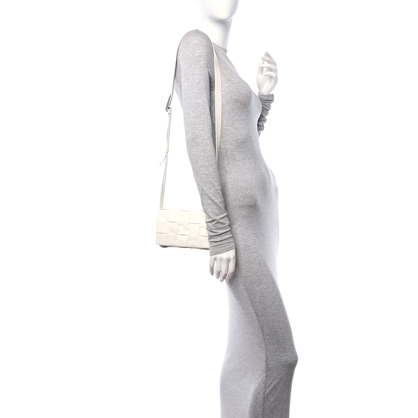 Paper Calfskin Maxi Intreccio Cassette Crossbody Bag White