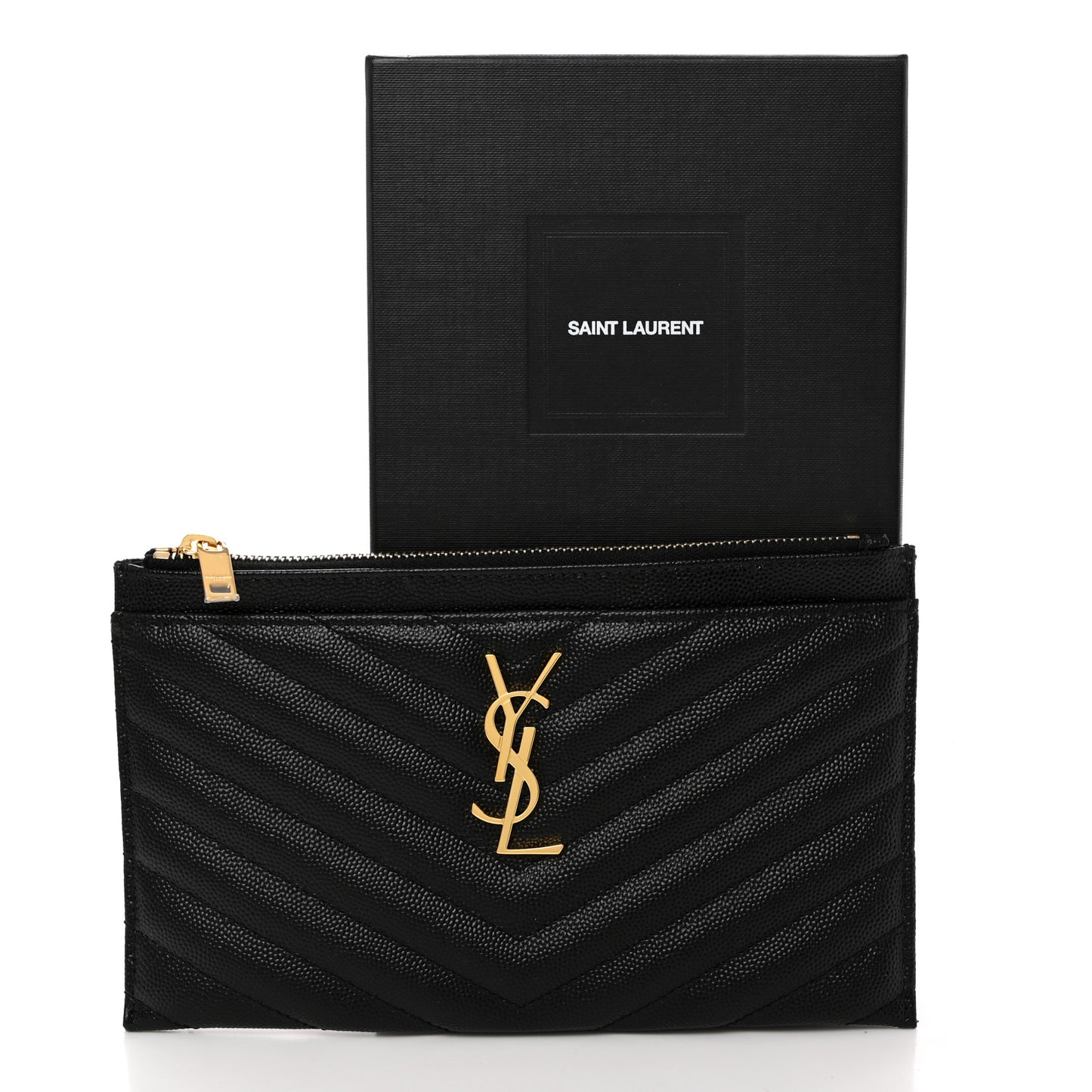 Grain De Poudre Chevron Monogram Bill Pouch Black
