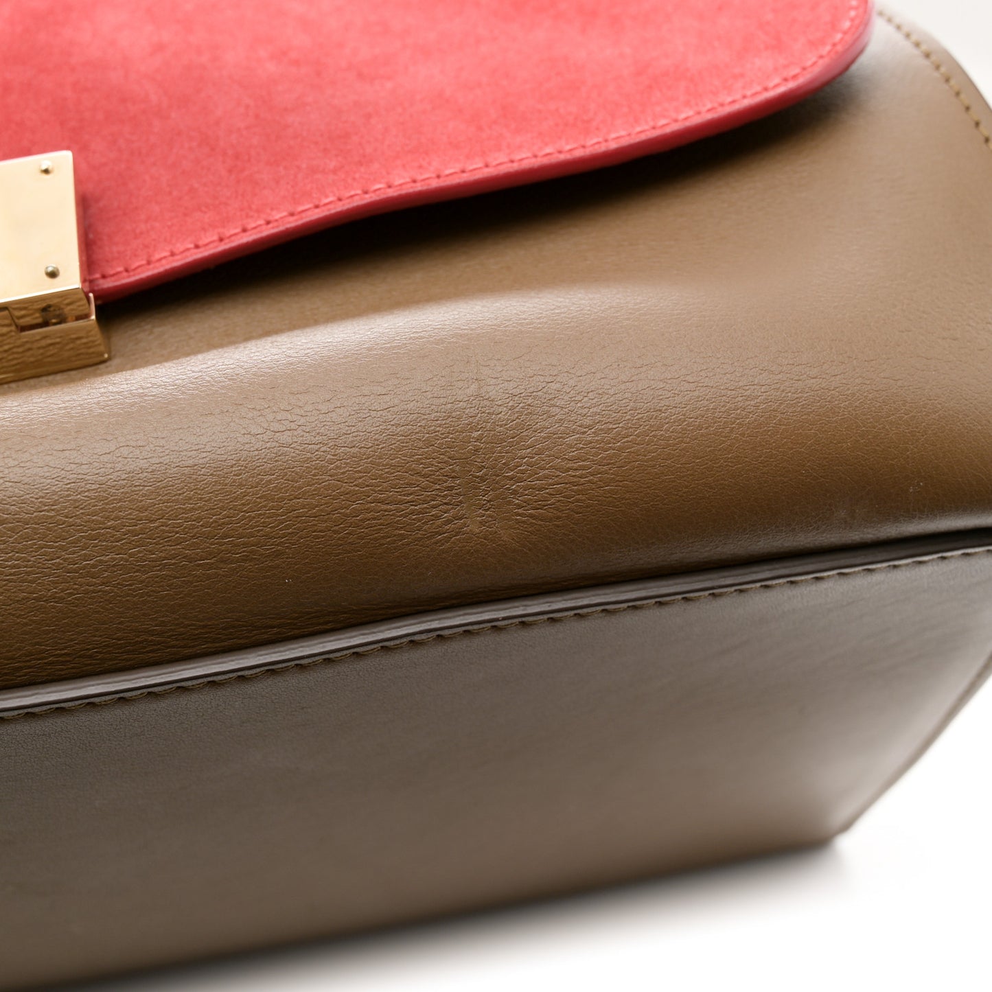 Smooth Calfskin Suede Medium Tri-Color Trapeze Vermillion