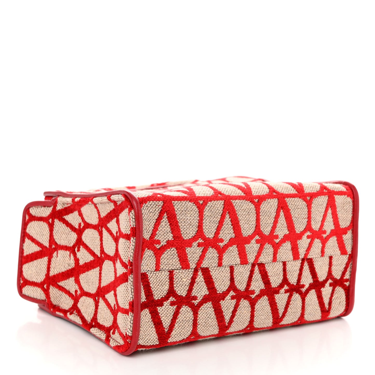 Toile Iconographe Goatskin Mini Le Troisieme Shopping Bag Naturale Rosso Valentino