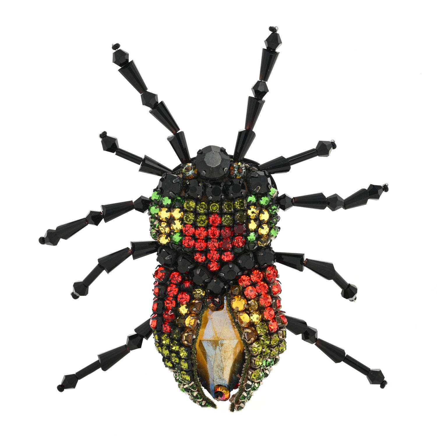 Gucci Metal Crystal Beetle Brooch Multicolor 1 of 3