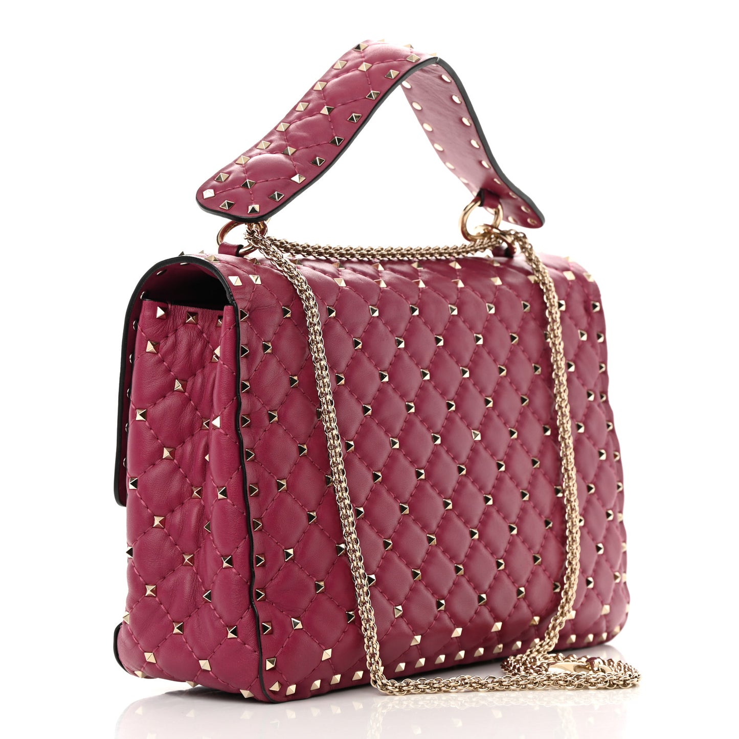 Nappa Large Rockstud Spike Shoulder Bag Camelia