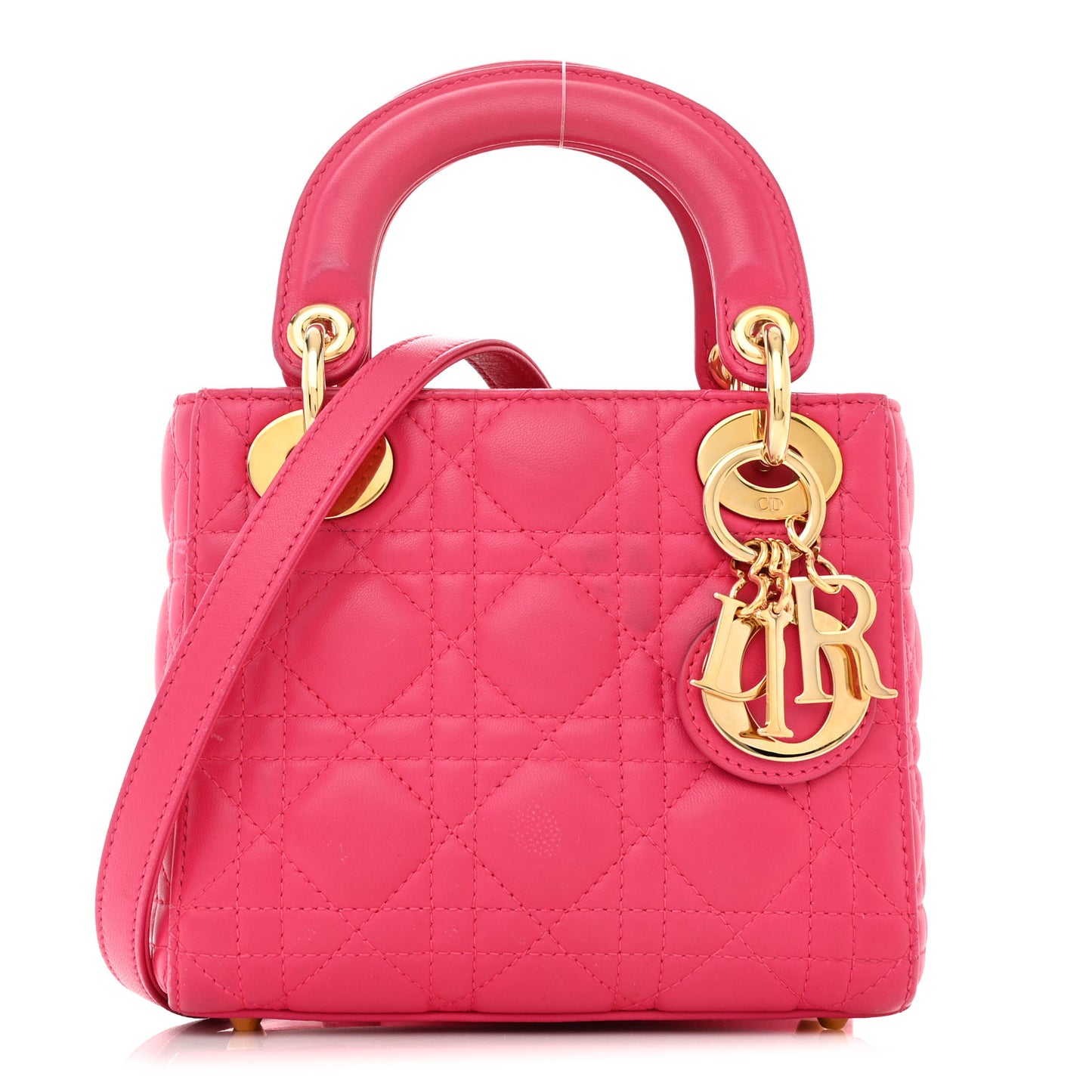 Lambskin Cannage Mini Lady Dior Hot Pink