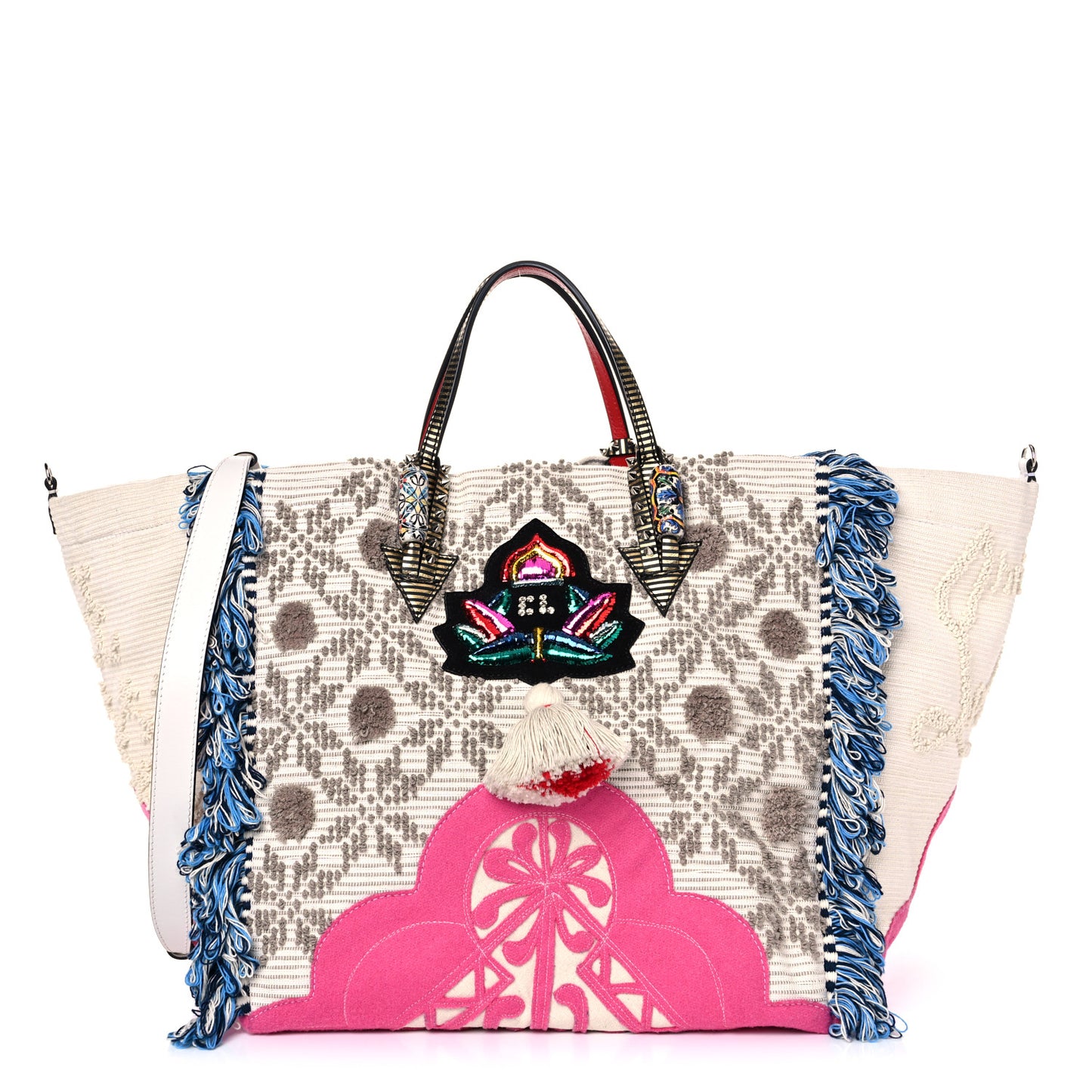 Cotton Embroidered Portugaba Tote Ivory Multi