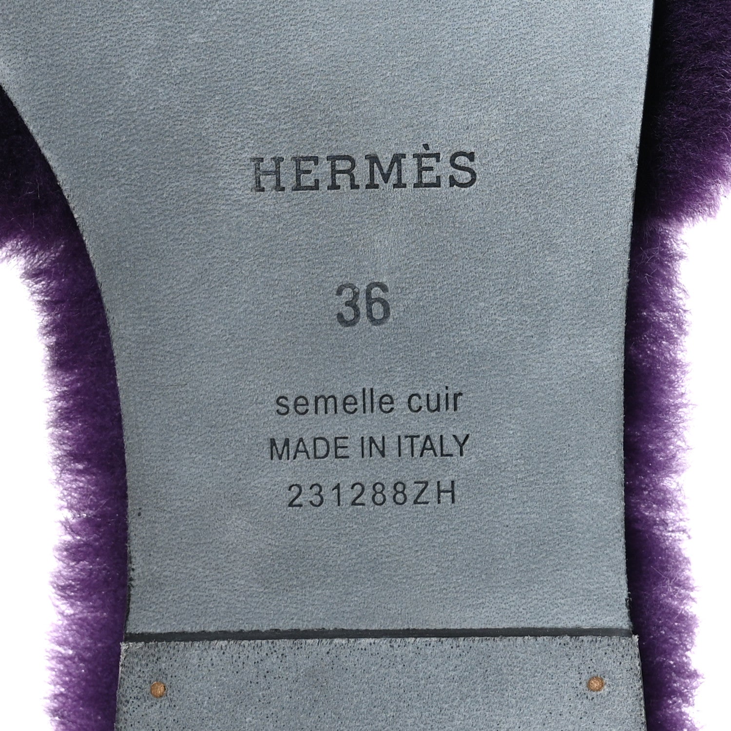 Hermes Woolskin Oran Sandals 36 Violet Fonce 7 of 8