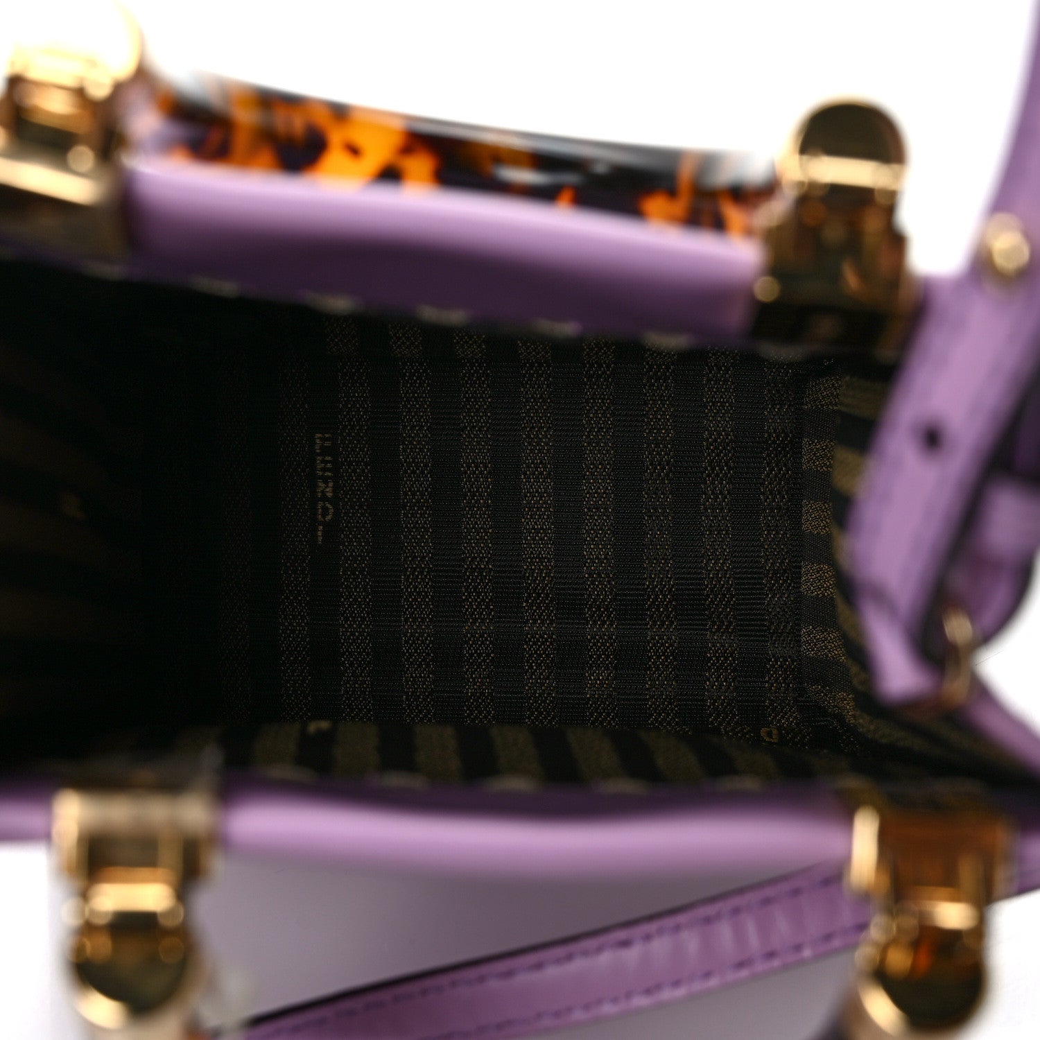 Fendi Vitello King Plexiglass Logo Embossed Mini Fendi Sunshine Shopper Tote Lavanda 5 of 12