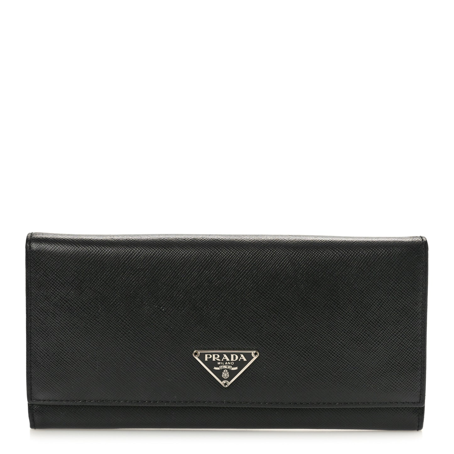 Saffiano Triangle Continental Flap Wallet Black