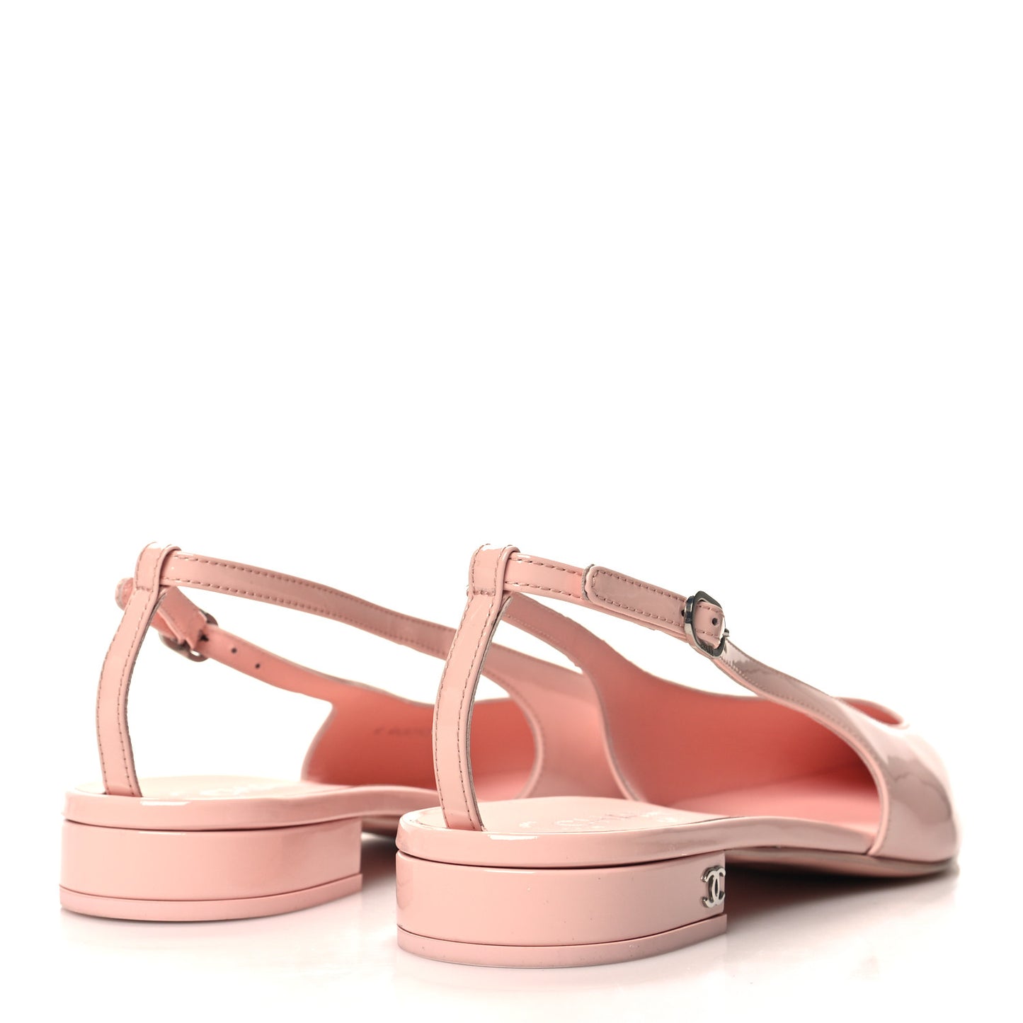 Patent Calfskin Cap Toe Slingback Flats 41 Blush