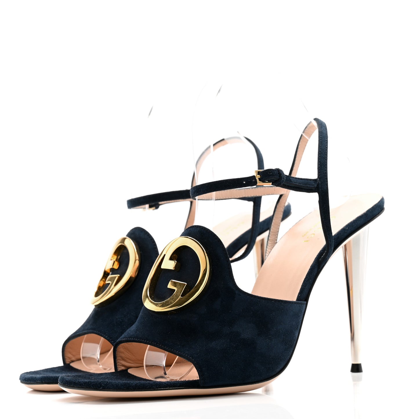 Suede Blondie 100mm Slingback Sandals 39 Navy