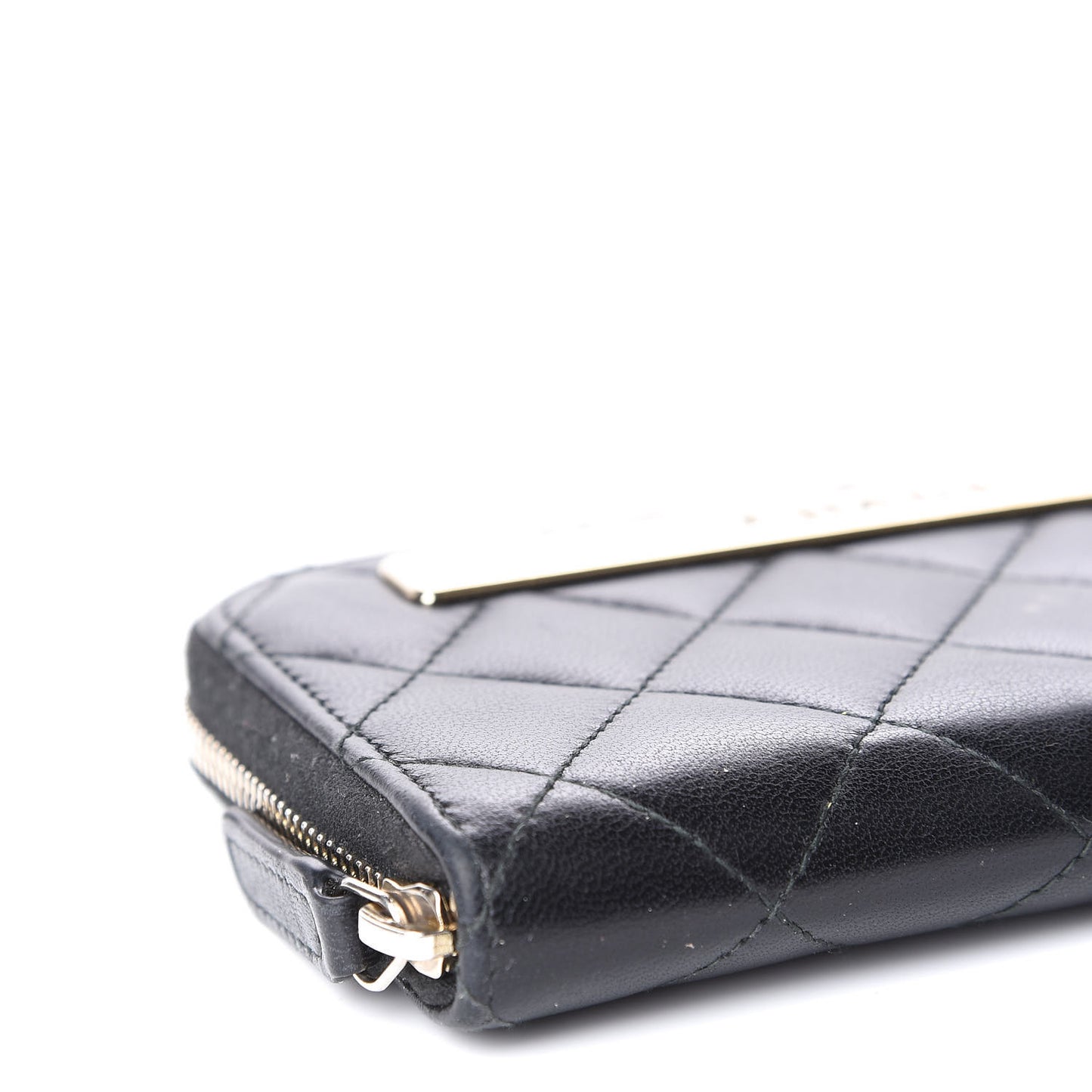 Lambskin Quilted Small Trendy CC Zip Around Wallet Black