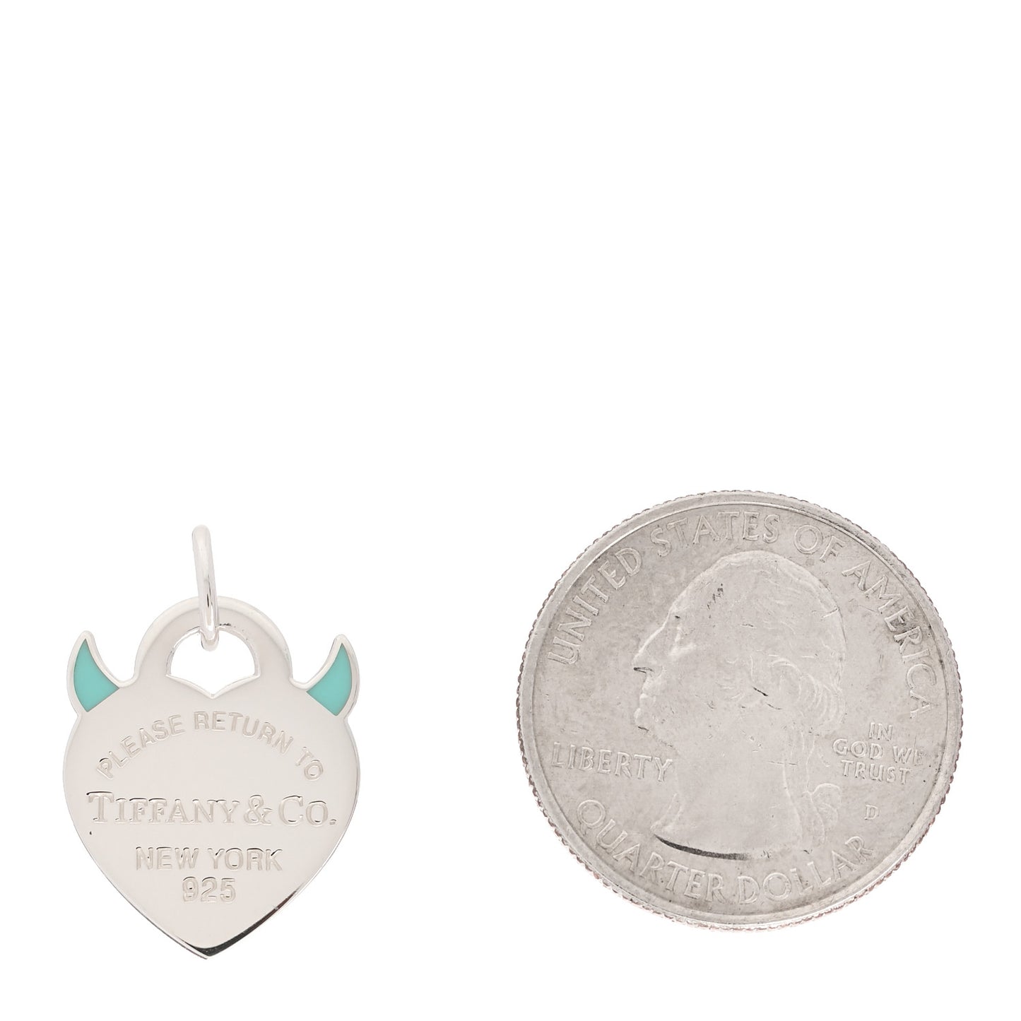 Sterling Silver Enamel Return To Tiffany Devil Heart Tag Charm Blue