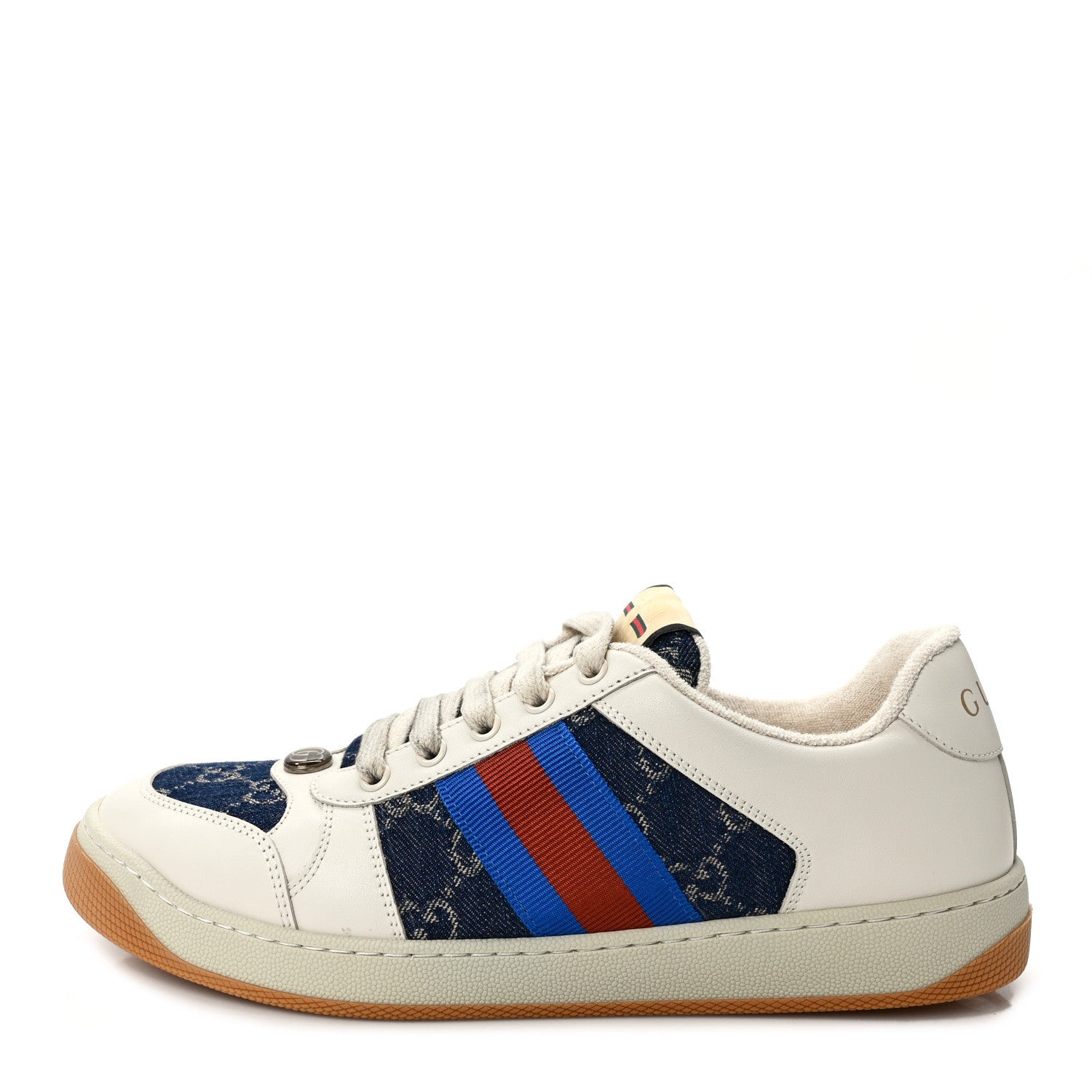 Gucci Denim GG Monogram Calfskin Web Womens Screener Sneakers 40.5
