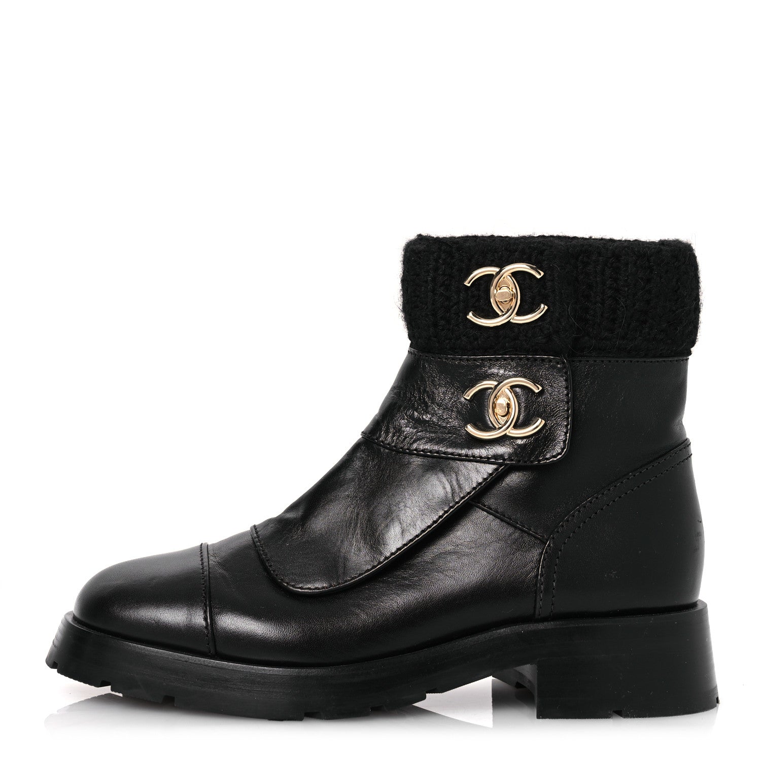 Chanel Calfskin Knit CC Short Boots 40 Black 1640146 – FASHIONPHILE