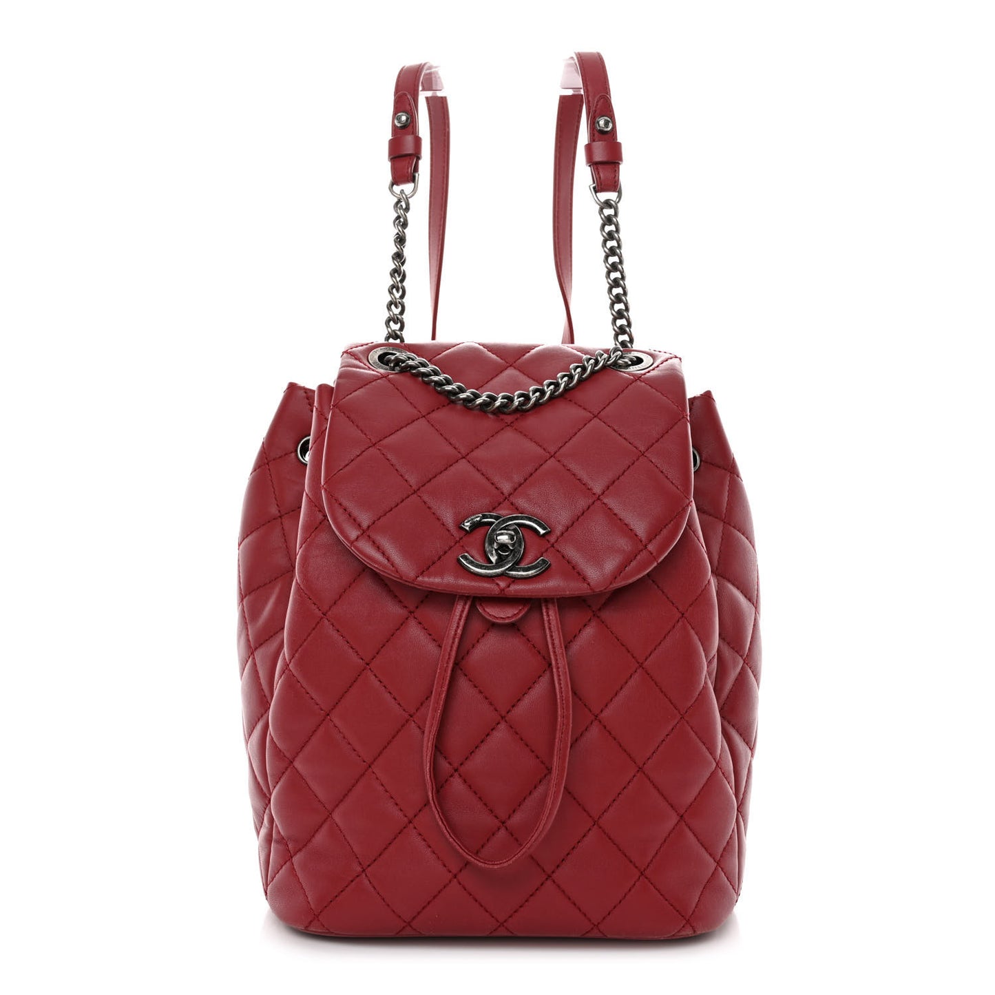 Lambskin Quilted Daily Supple Backpack Dark Red