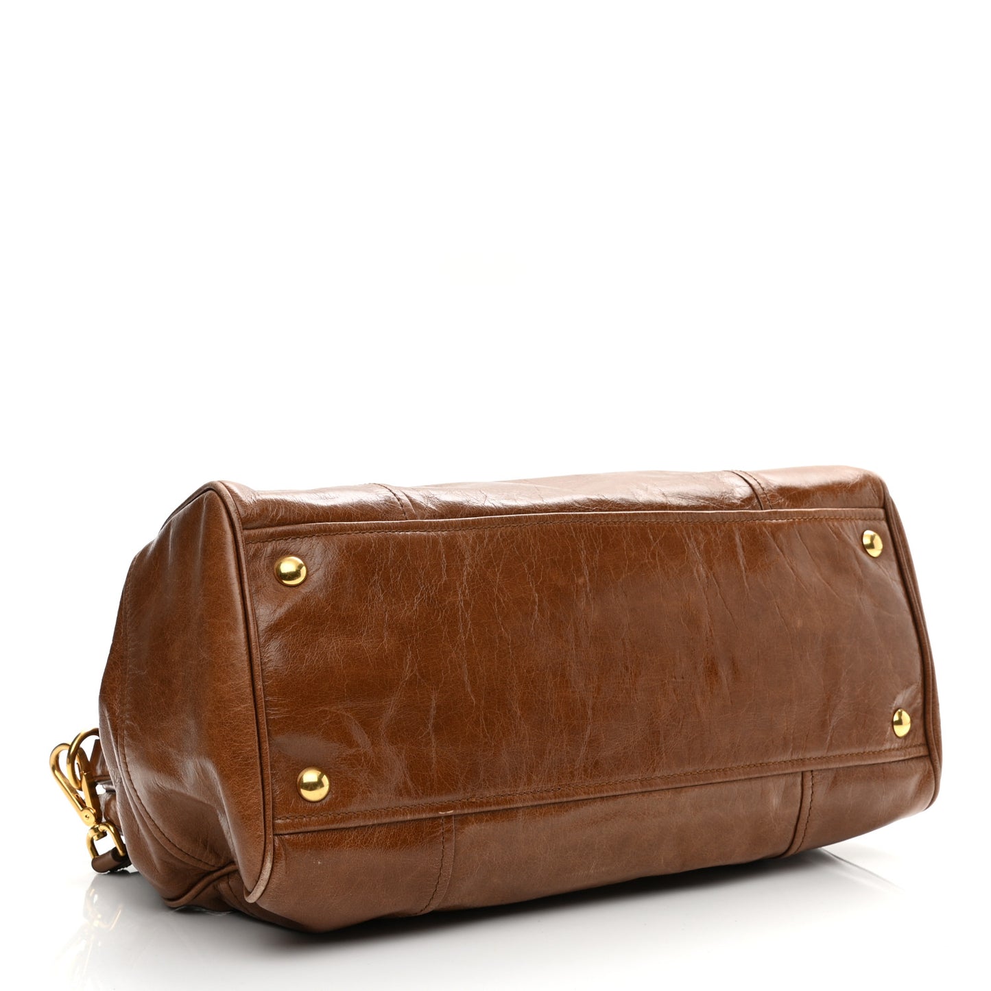 Vitello Shine Top Handle Satchel Brown