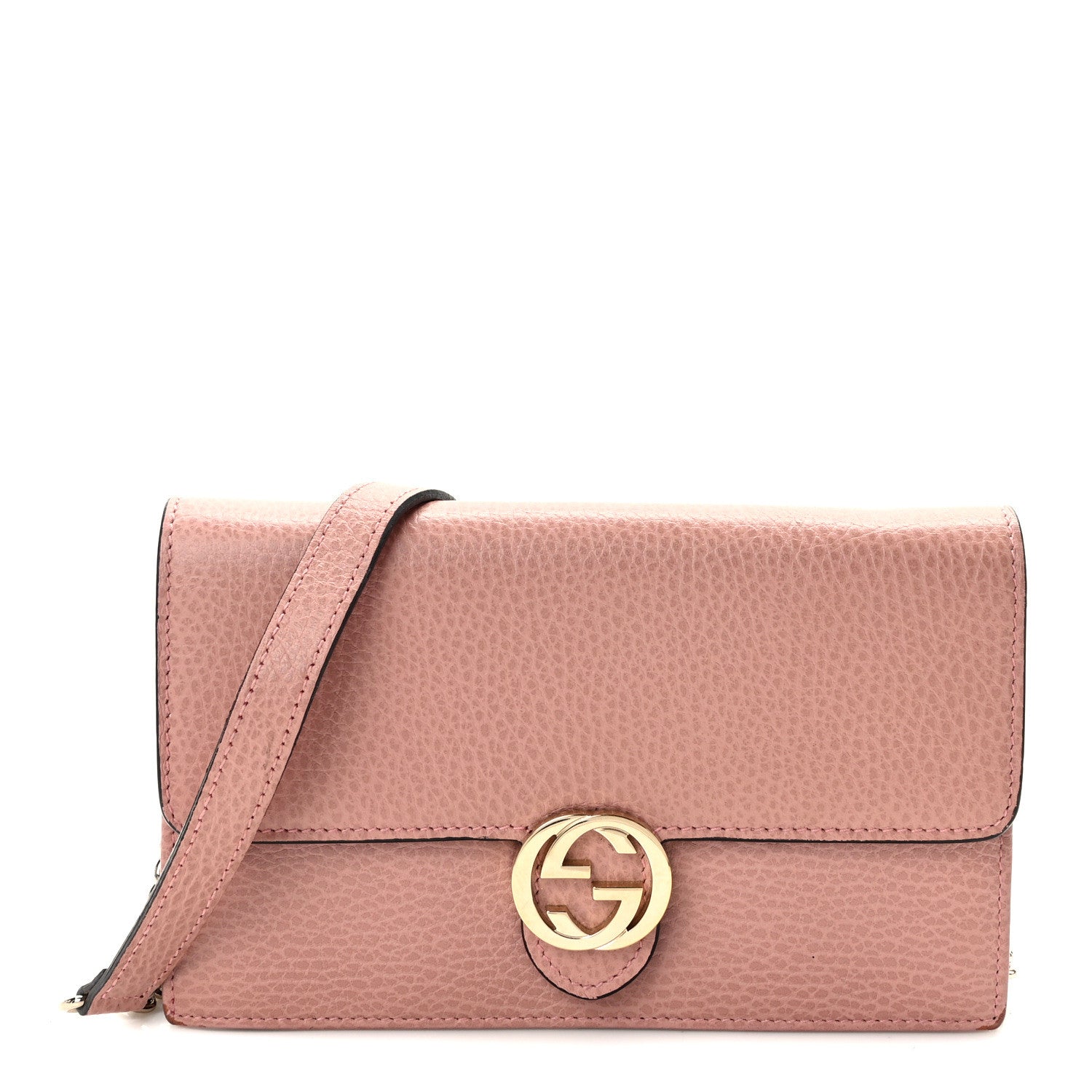 Gucci Dollar Calfskin Interlocking G Chain Wallet Soft Pink 1 of 11