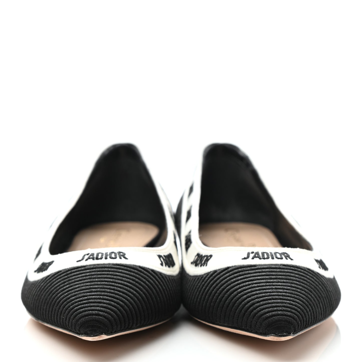 Fabric Ribbon Embroidered J'Adior Ballet Flats 37.5 Black