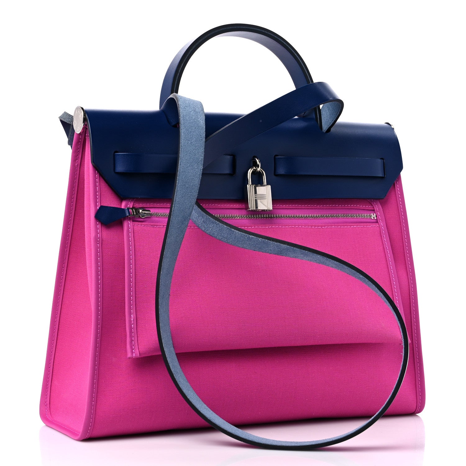 Hermes Vache Hunter Toile Herbag Zip 31 PM Magnolia Bleu Saphir 4 of 14