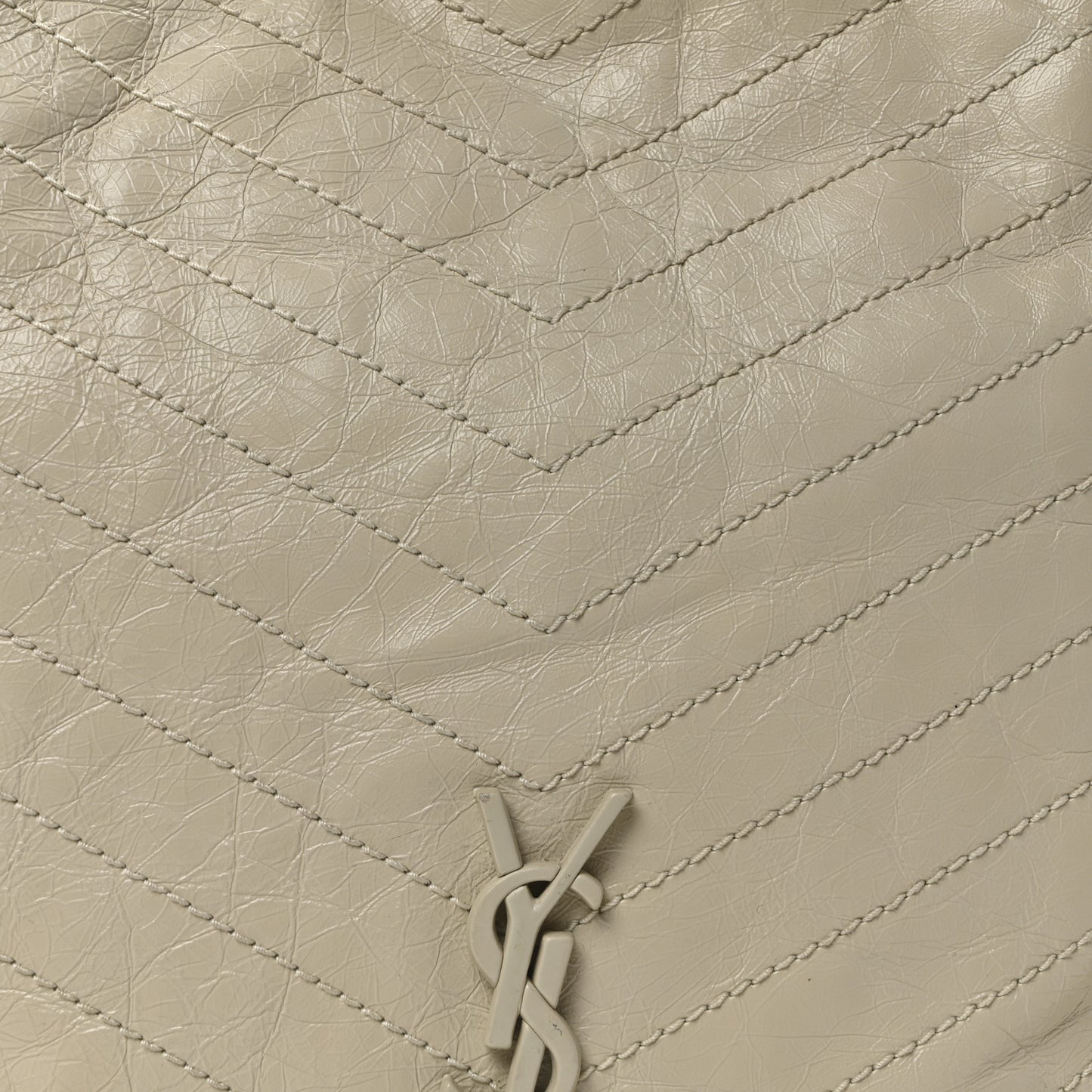 Crinkled Calfskin Matelasse Monogram Large Niki Shopper Tote Cream Soft
