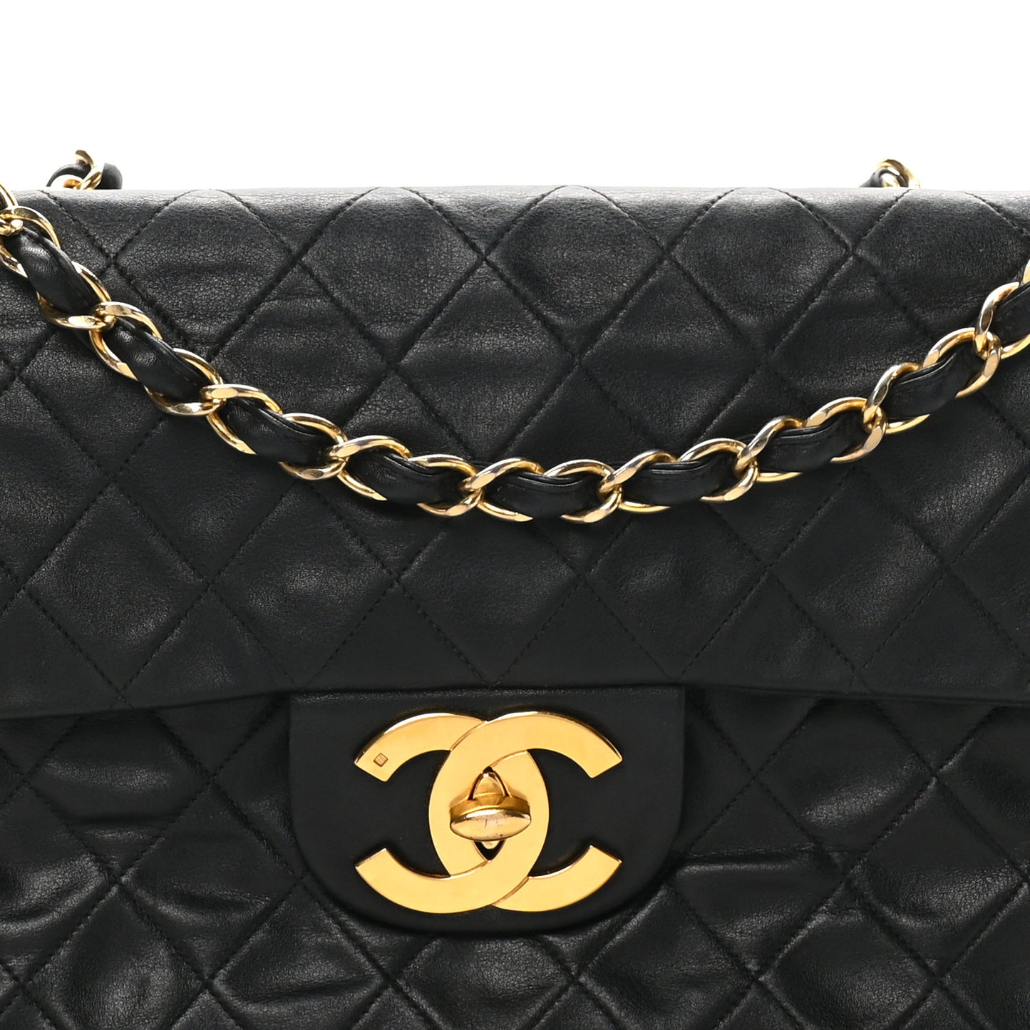 Lambskin Quilted Jumbo Single Flap Black