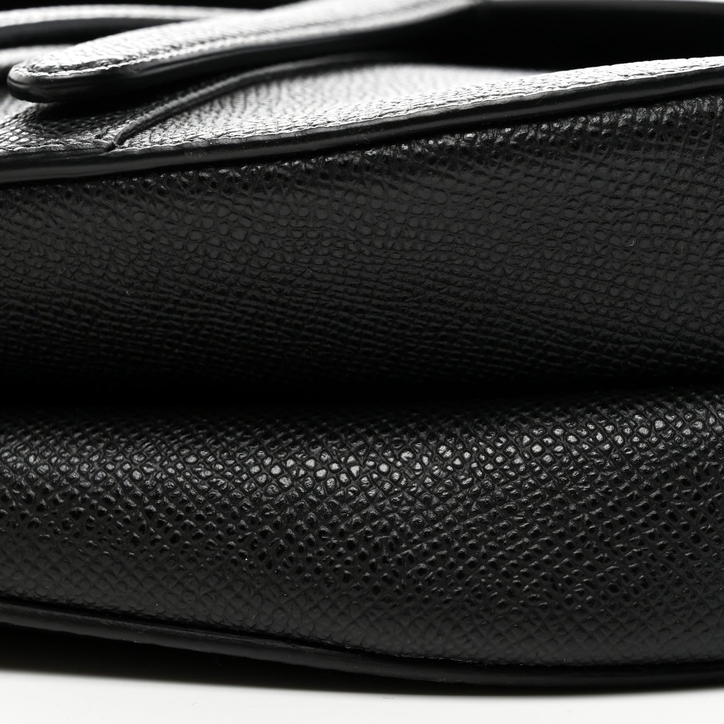 Grained Calfskin Saddle Bag With Strap Black