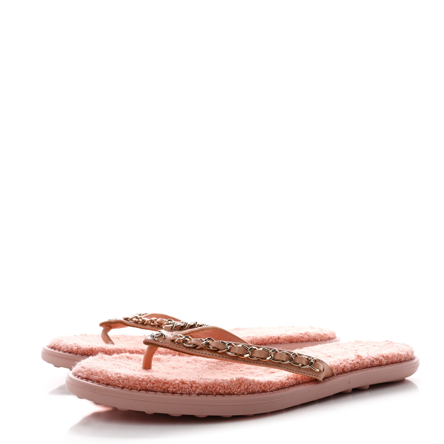 Chanel Calfskin CC Chain Thong Sandals 37 Pink 3 of 9