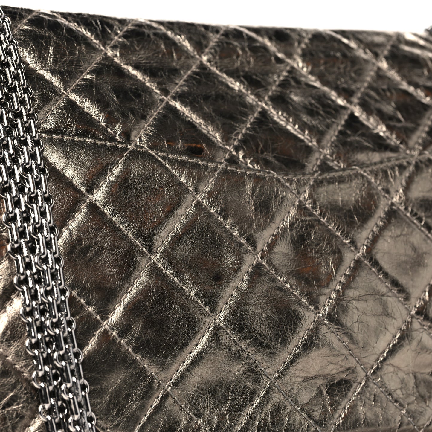 Metallic Aged Calfskin Quilted 2.55 Reissue 227 Flap Gold