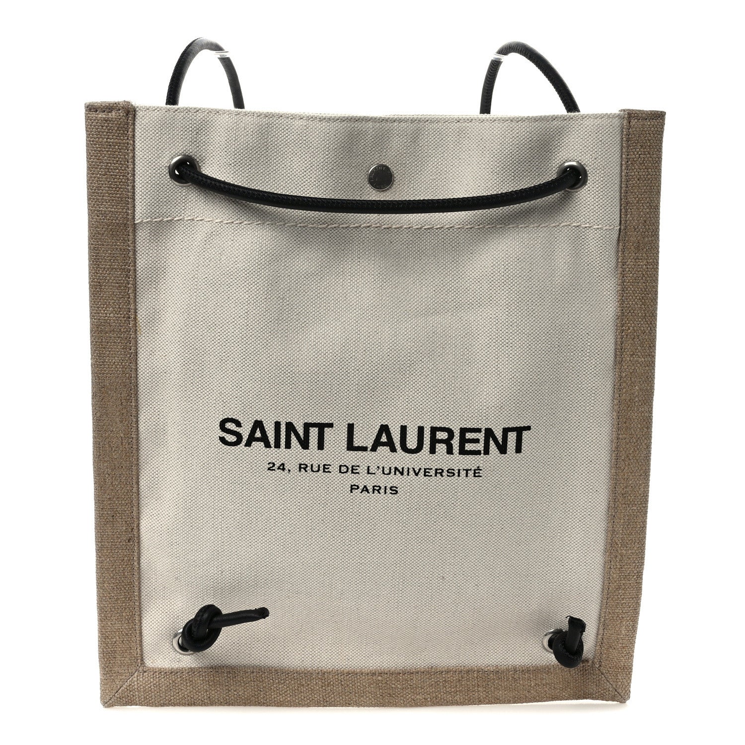 Saint Laurent Linen Calfskin Rive Gauche Backpack Greggio Natural 1 of 8