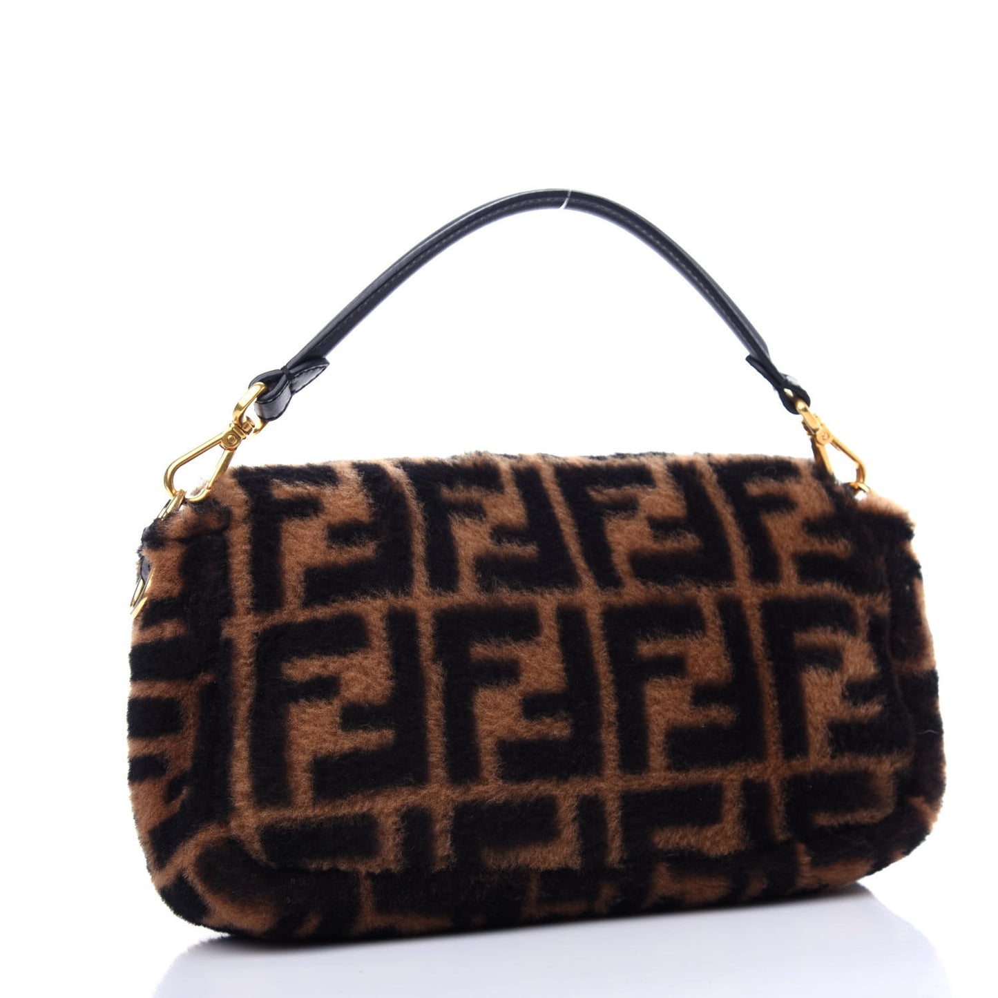 Shearling Vitello Dolce Macro FF 1974 Baguette Tobacco Black
