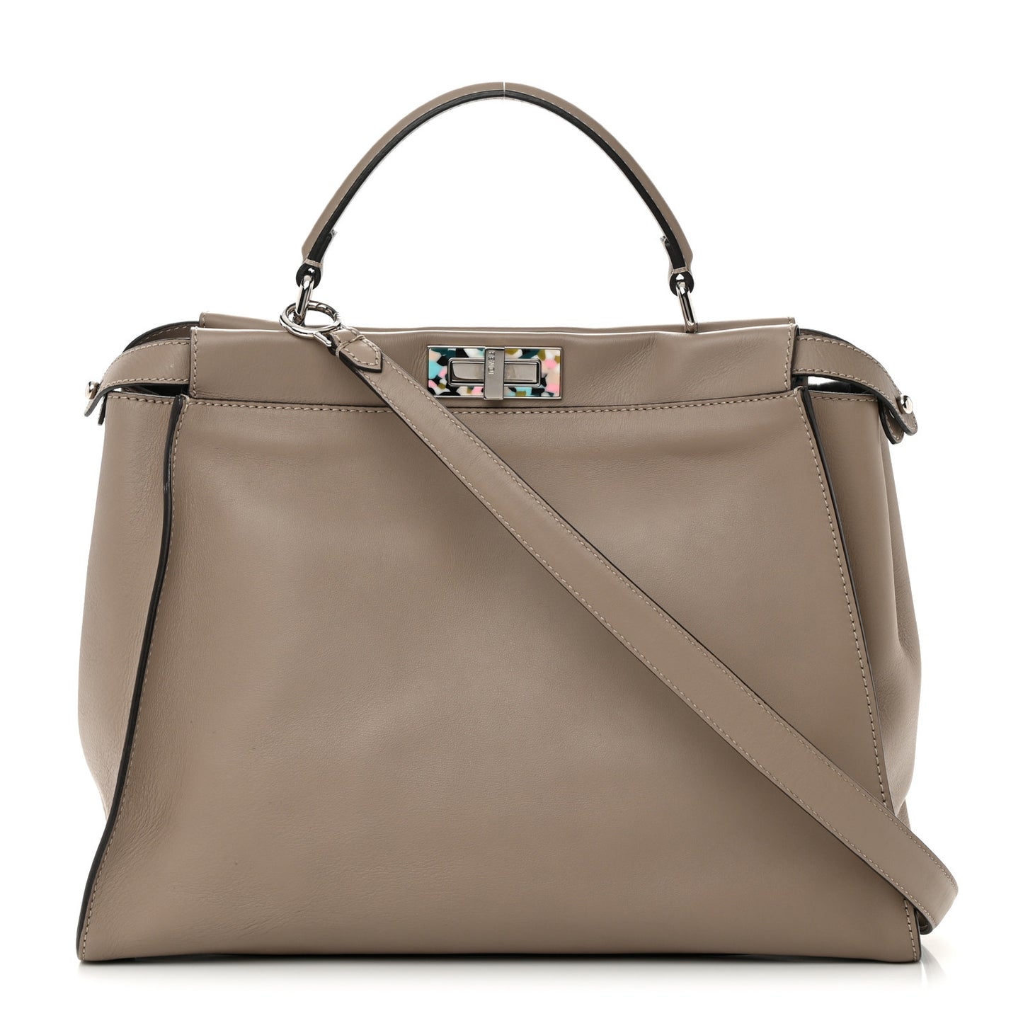 Vitello Seta Plexiglass Granite Large Peekaboo Iconic Satchel Tortora