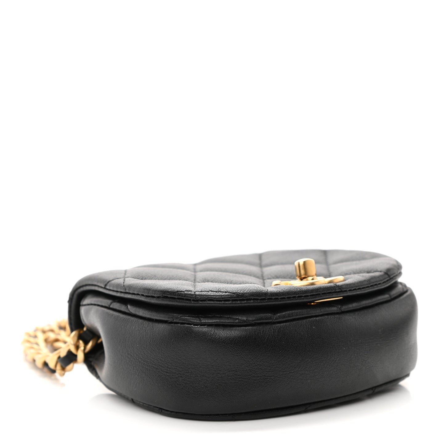 Calfskin Quilted Mini Coco Mail Clutch with Chain Black