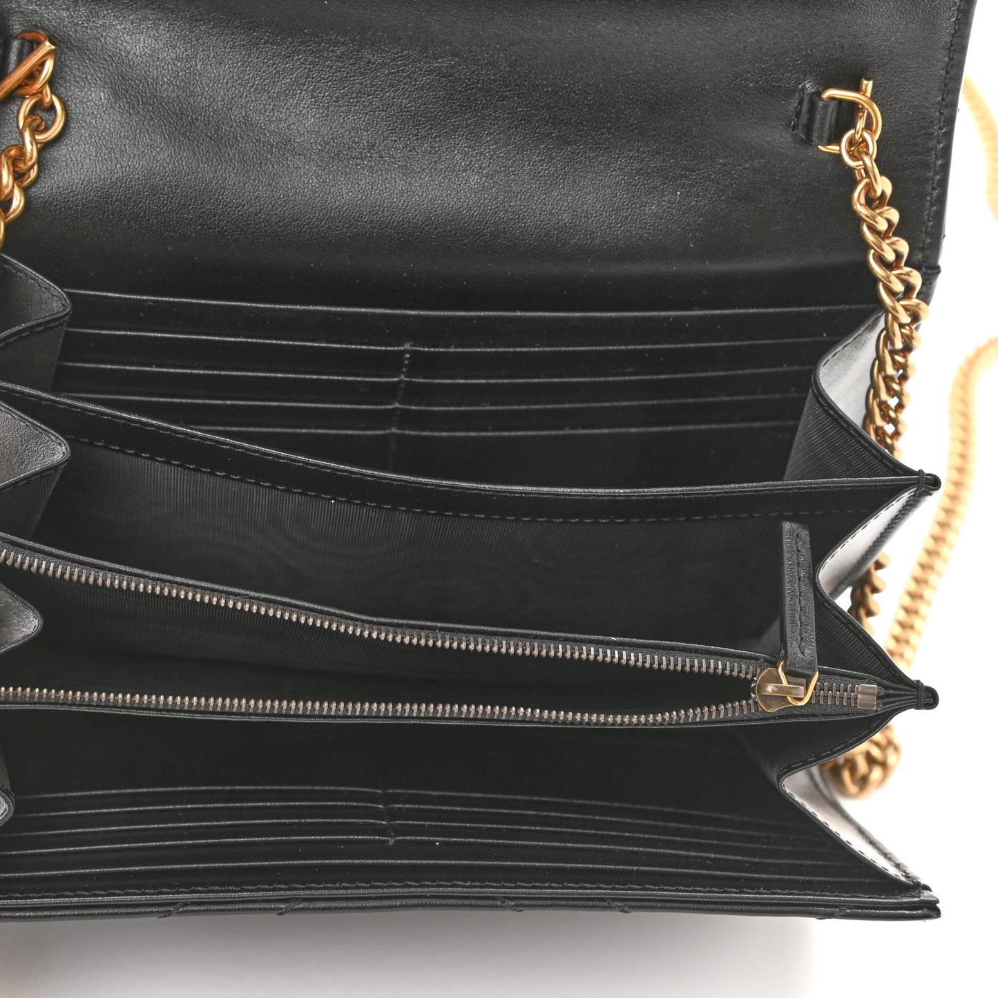 Calfskin Matelasse GG Marmont Chain Wallet Black