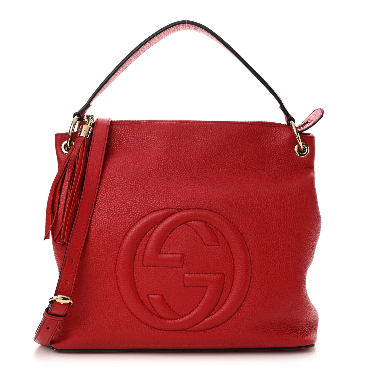 Pebbled Calfskin Large Soho Hobo Tabasco Red