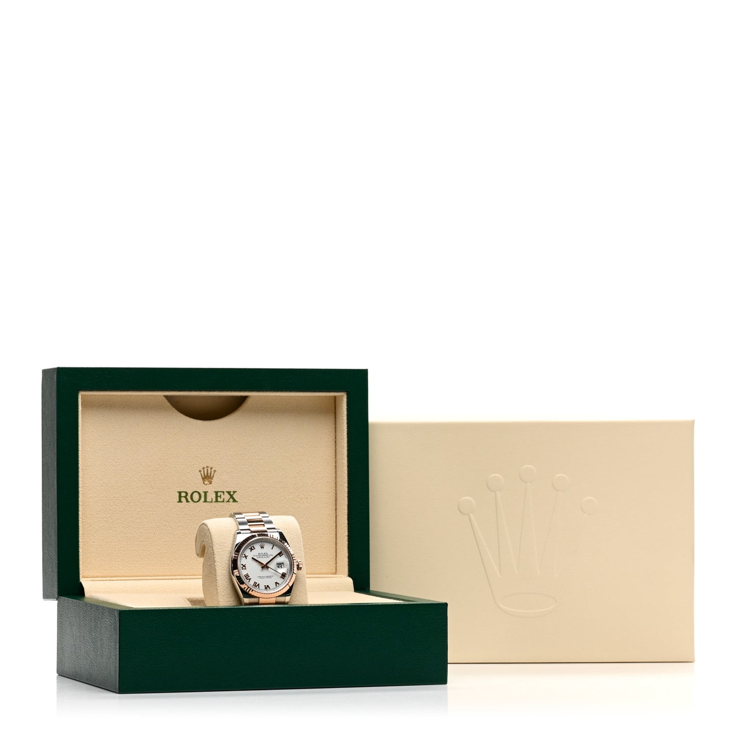Stainless Steel 18K Everose Gold 36mm Oyster Perpetual Datejust Watch White Roman 126231