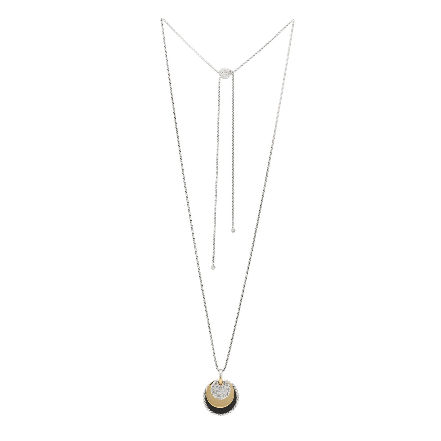 Sterling Silver 18K Yellow Gold Diamond Black Onyx Mother of Pearl DY Elements Convertible Pendant Necklace