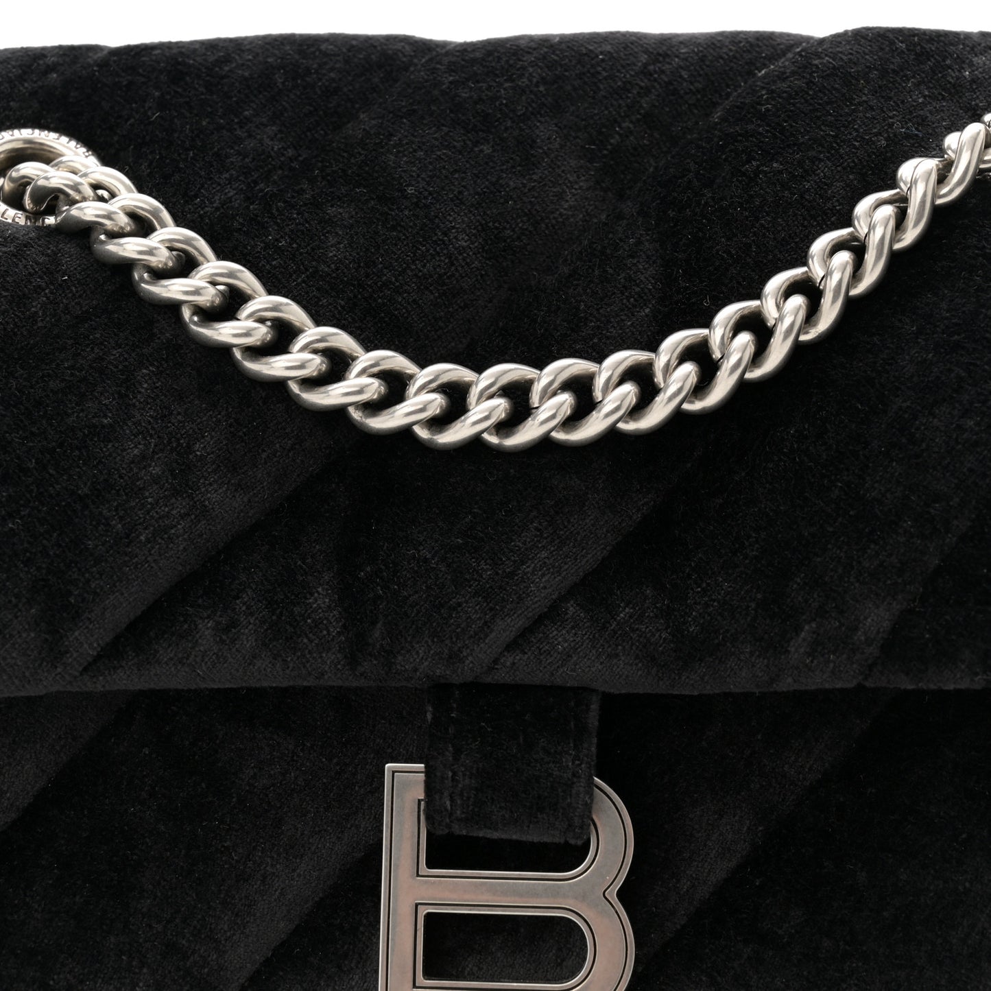 Velvet Quilted Small Crush Chain Bag Black