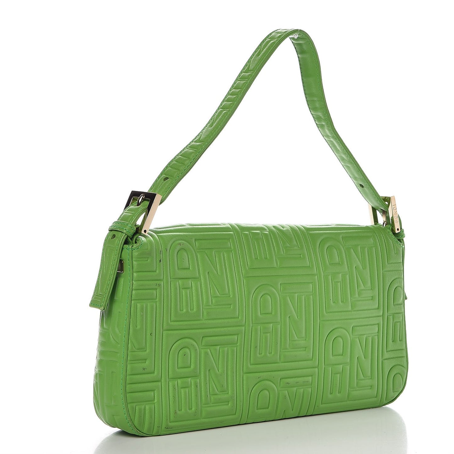 Nappa Logo Embossed Baguette Green