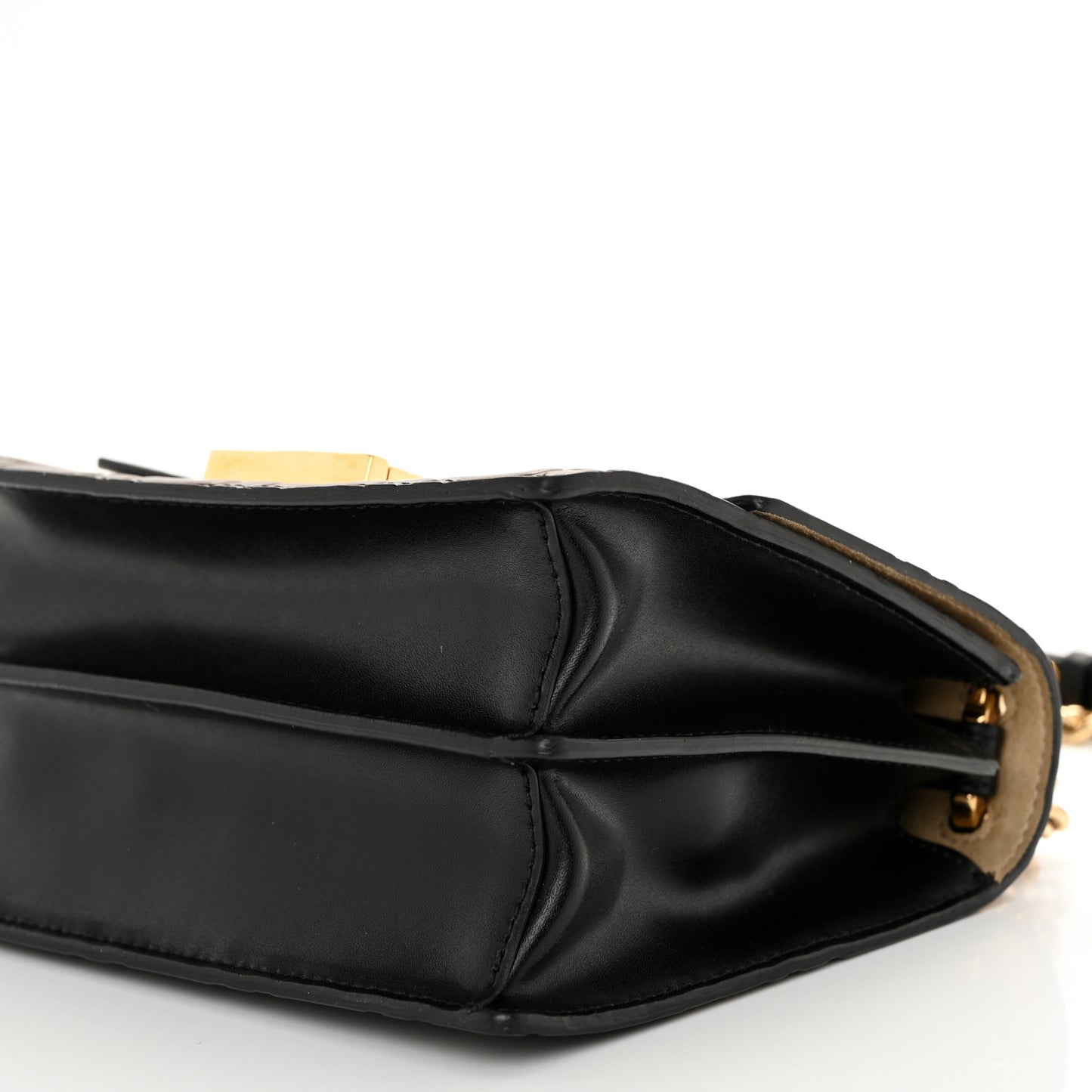 Vitello Liberty Bi-Color FF 1974 Embossed Small Kan U Shoulder Bag Maya Black